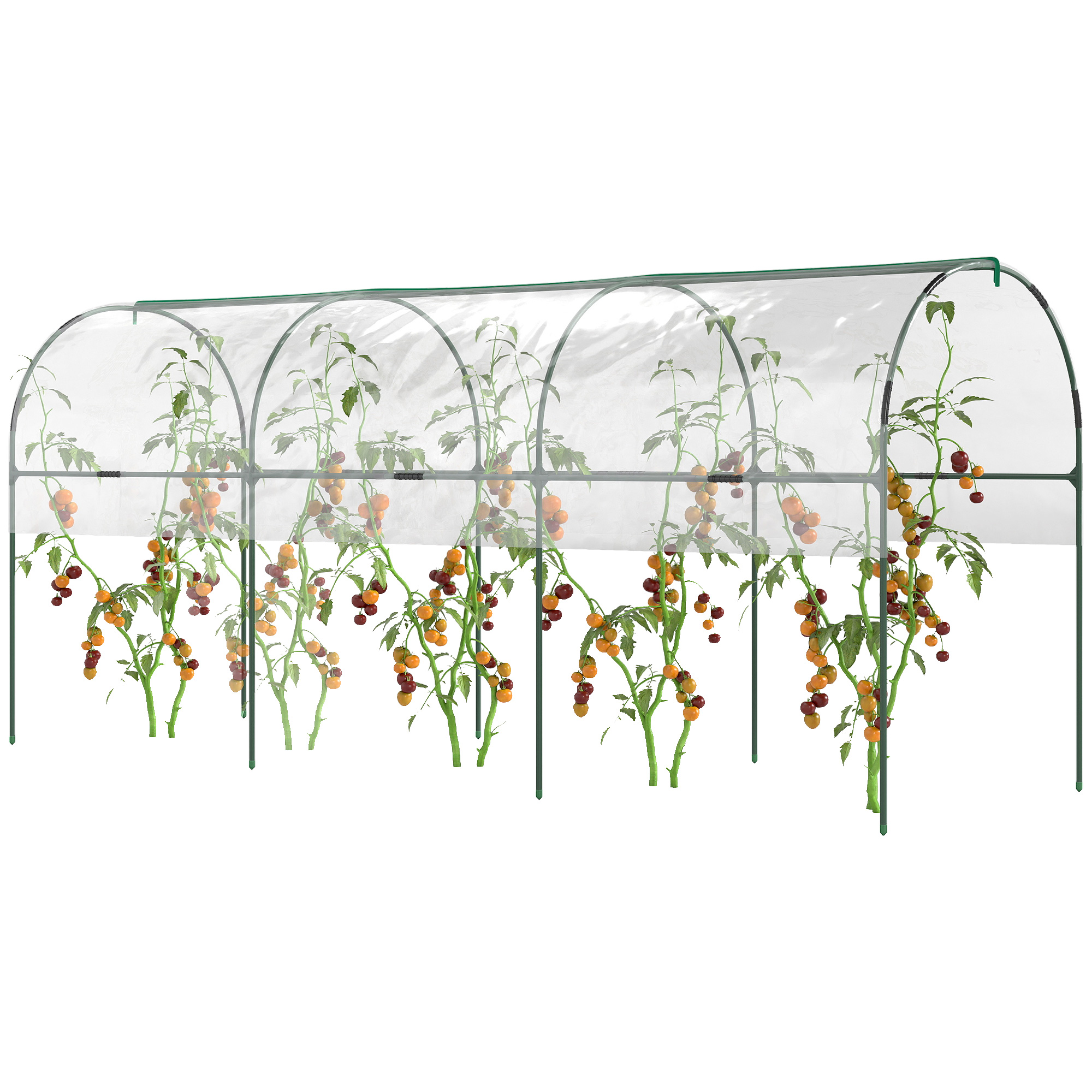 Outsunny Seră de grădină seră pentru roșii 4 arcuri din oțel pânză din PVC 4 x 1,23 x 1,71 m verde | Aosom Romania