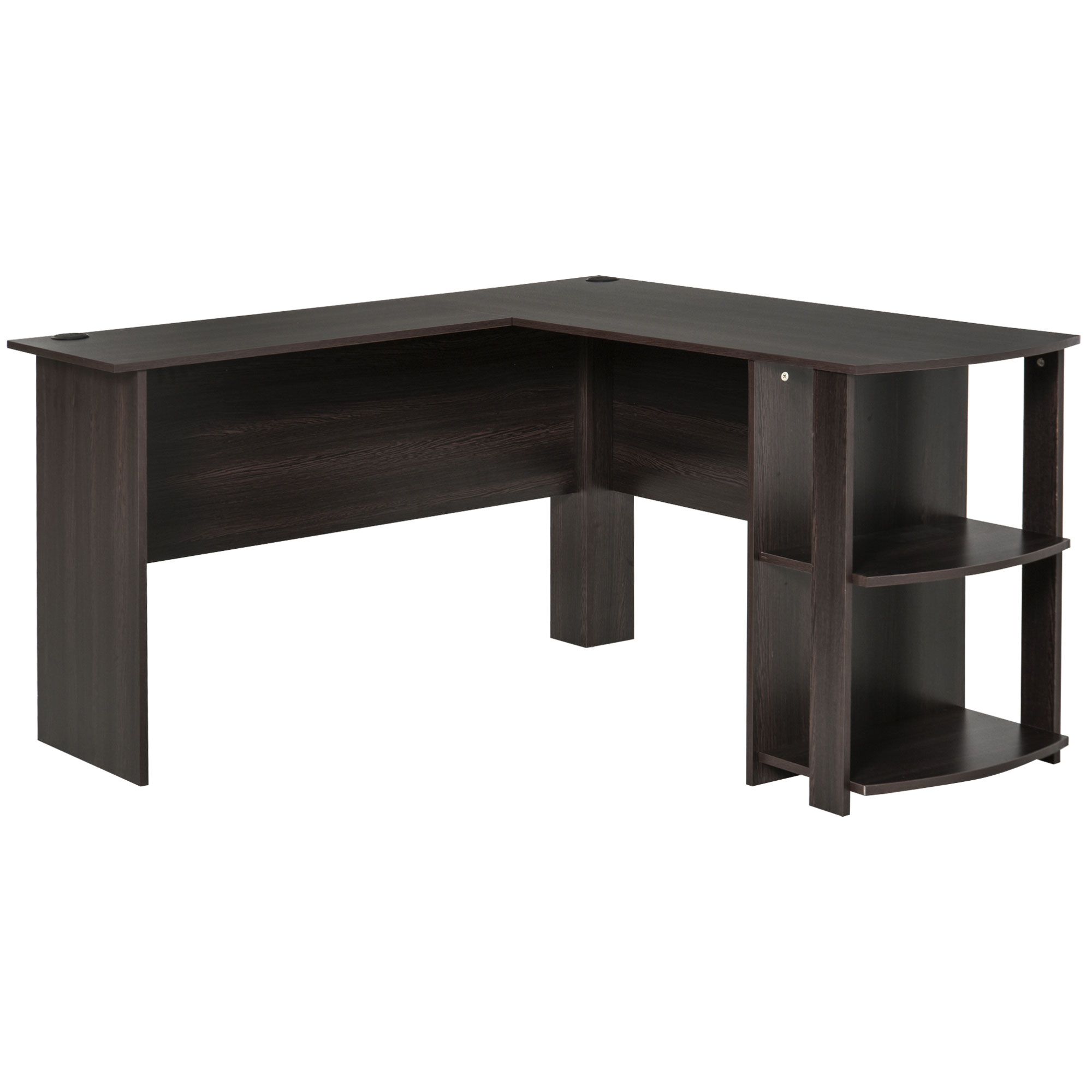 HOMCOM Mesa de Ordenador PC Escritorio para Hogar Tipo Esquinera Forma L con Estantes Madera 136,2x130,4x72cm Marrón Oscuro   Aosom España