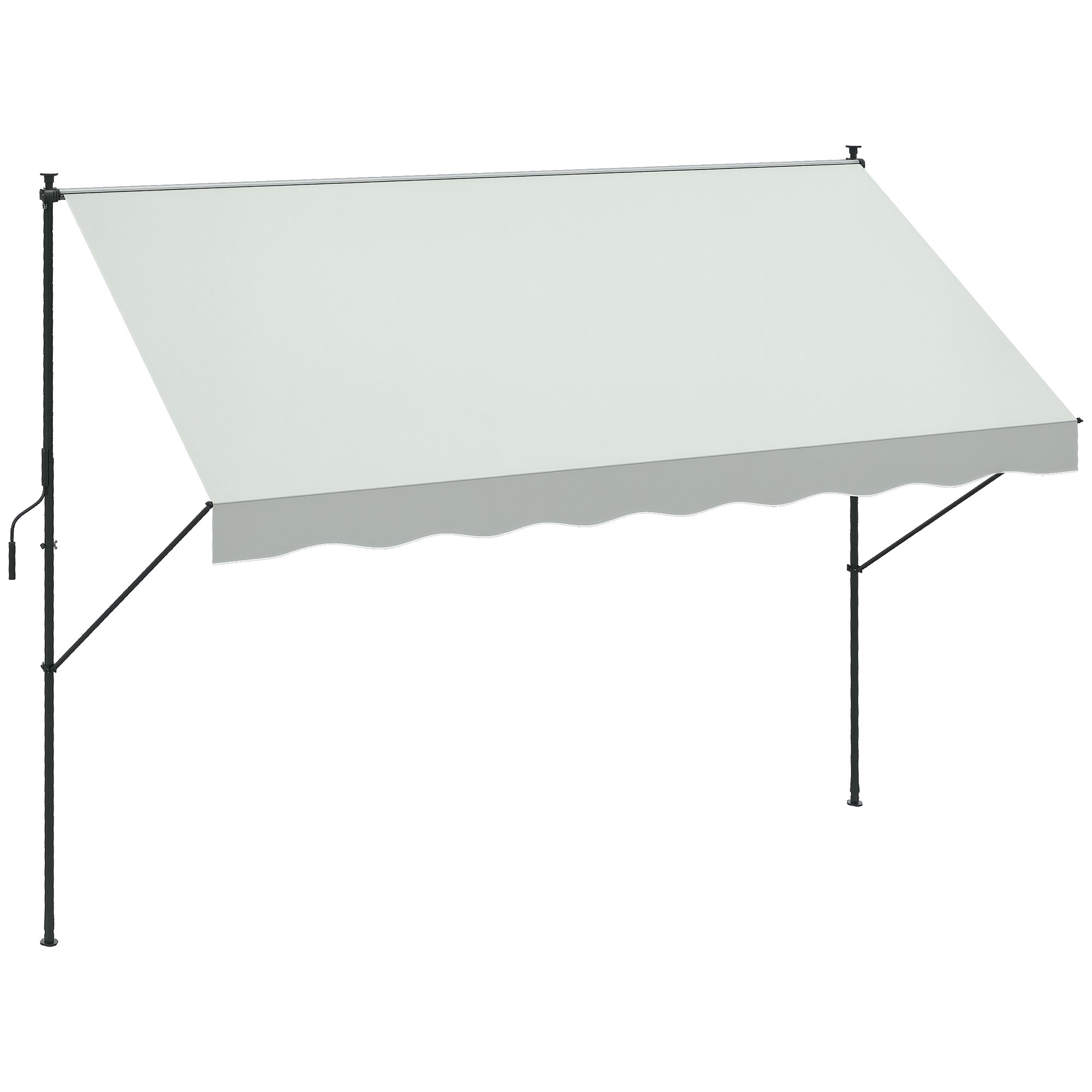 Outsunny Toldo Manual Retráctil 300x170x200-290 cm Ajustable con Manivela Protección Solar UV40+ para Balcón Terraza Crema | Aosom España