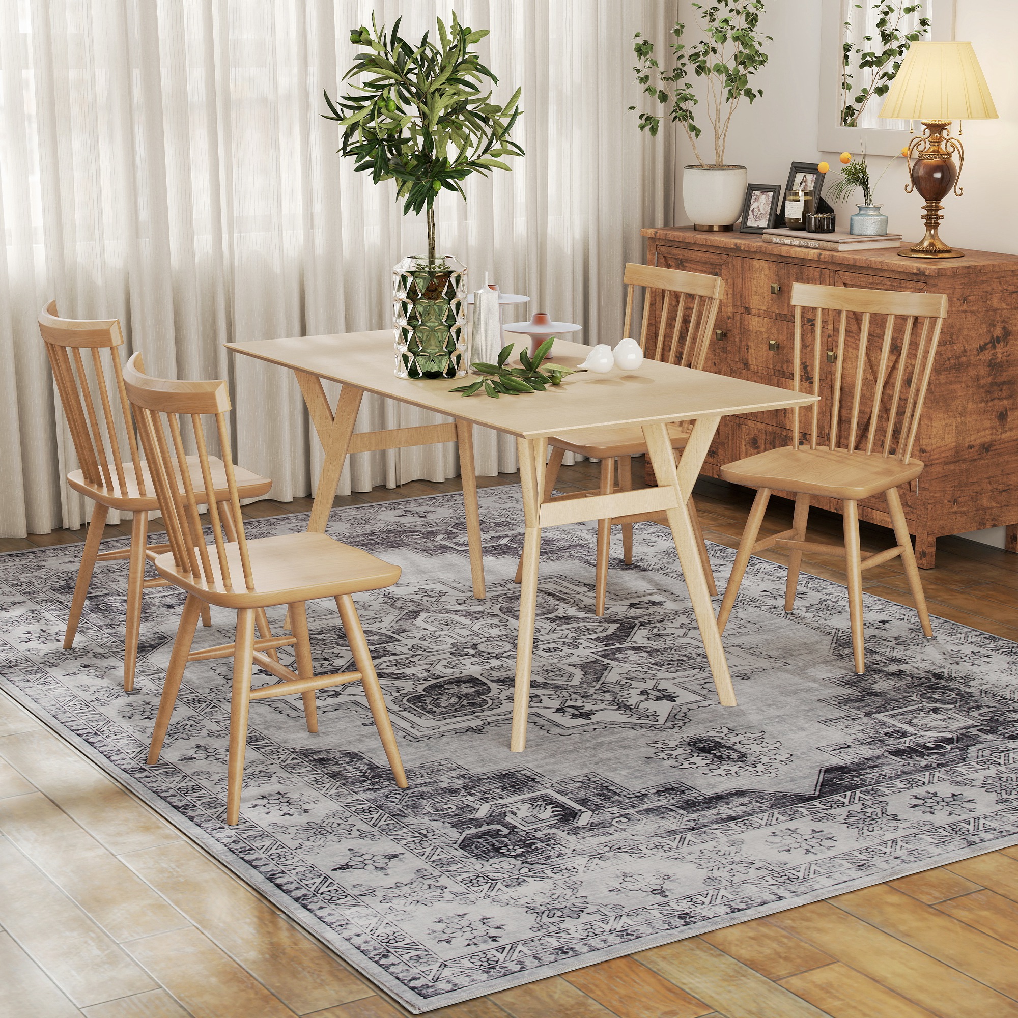 HOMCOM Vintage Area Rug, Non-Slip Washable Rug, Flannel Floor Carpet for Living Room, Bedroom, Dining Room, Home Office, 290 x 200 cm, Grey 9