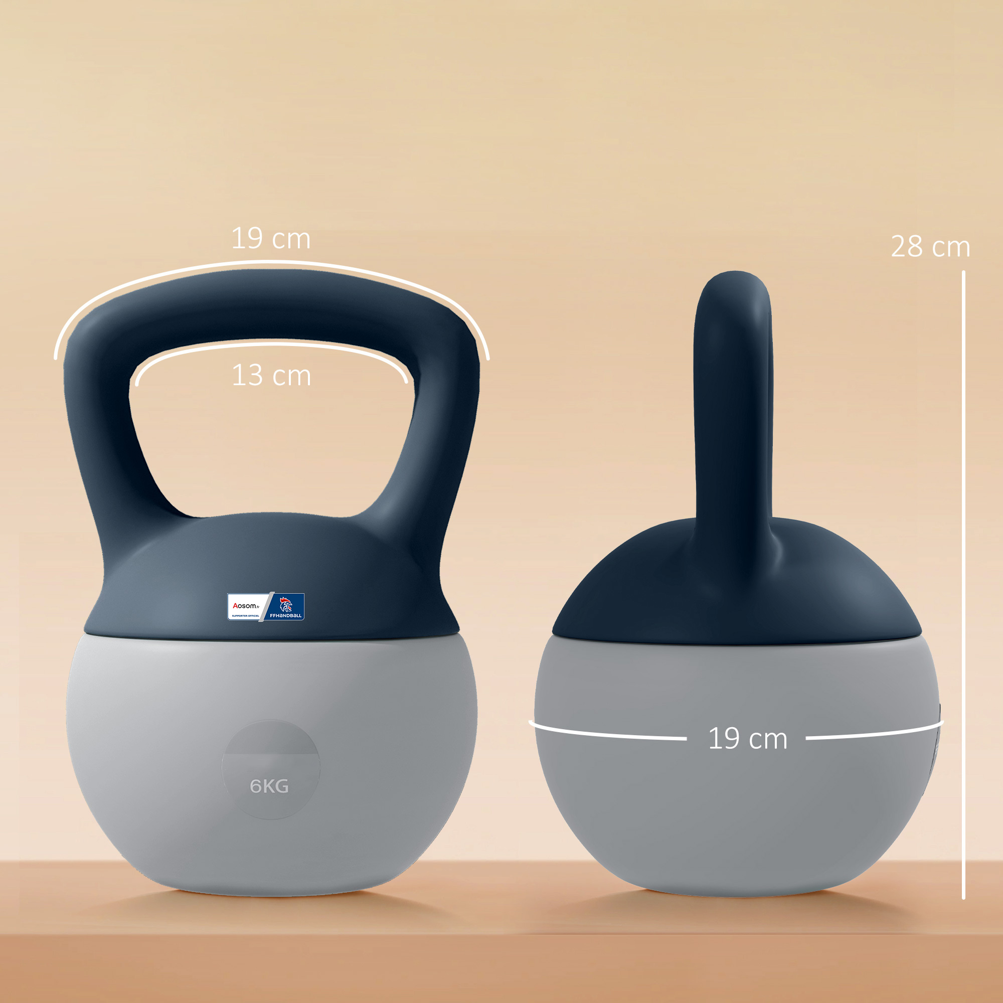 Kettlebell - SPORTNOW - 8 kg - avec poignée ergonomique - musculation, entraînement - 20 x 14 x