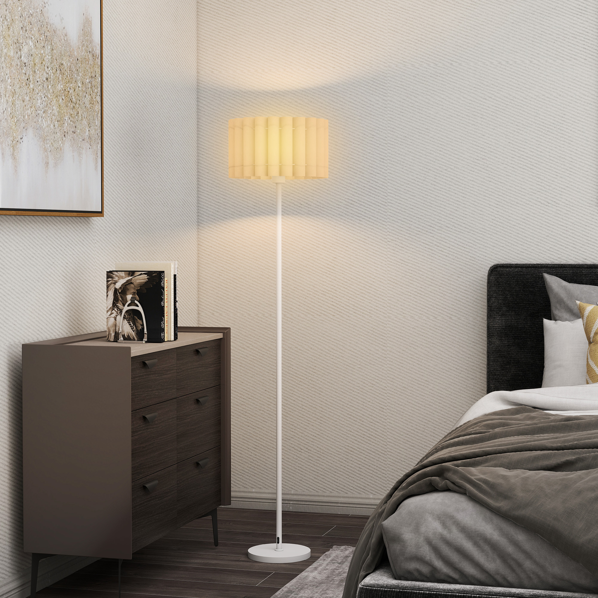 HOMCOM Stehlampe, Stehleuchte mit E27 Fassung, mit Wellenschirm Standlampe günstig online kaufen