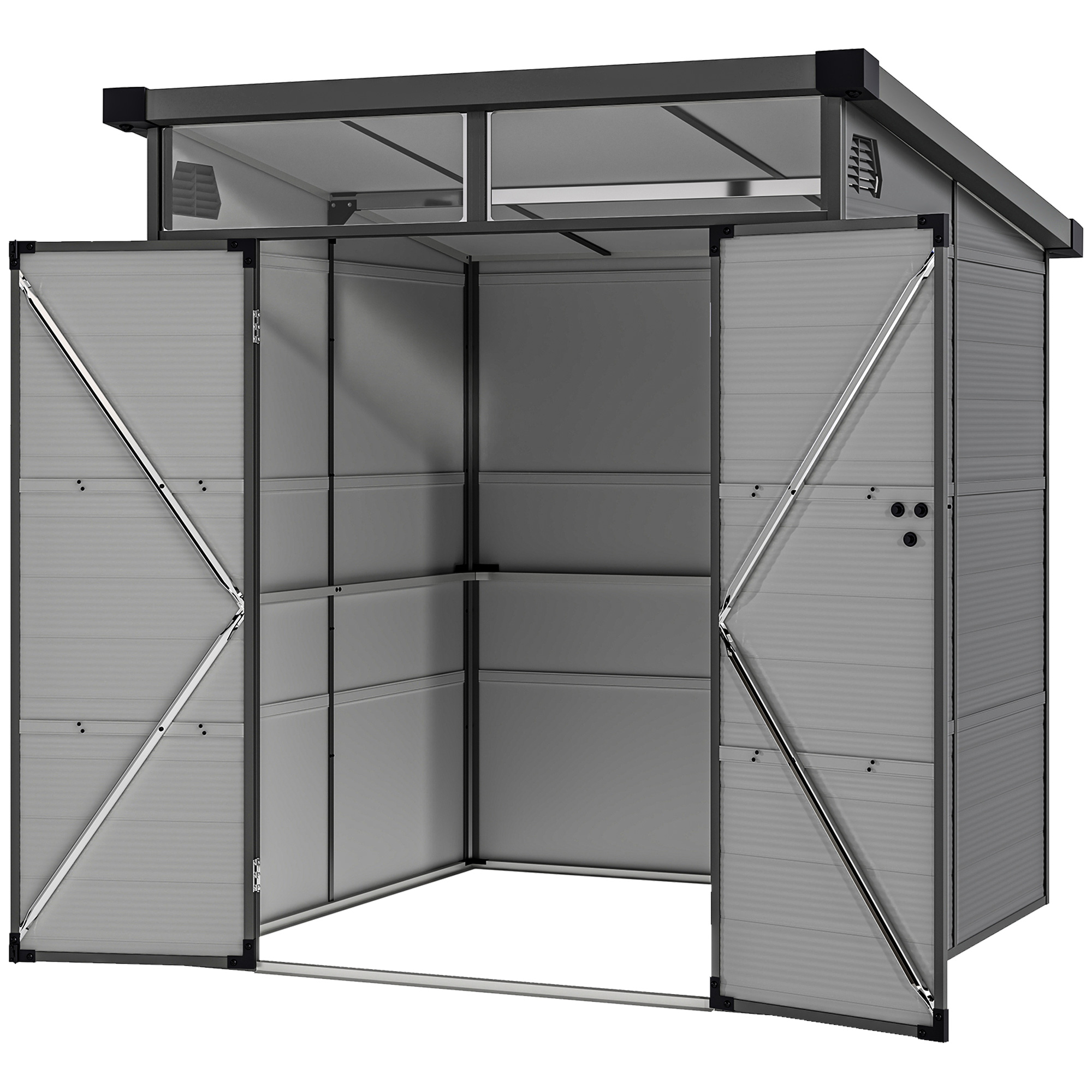 Outsunny Gerätehaus Kunststoff 3,24m³ 190x191x215cm Geräteschuppen mit Pult günstig online kaufen