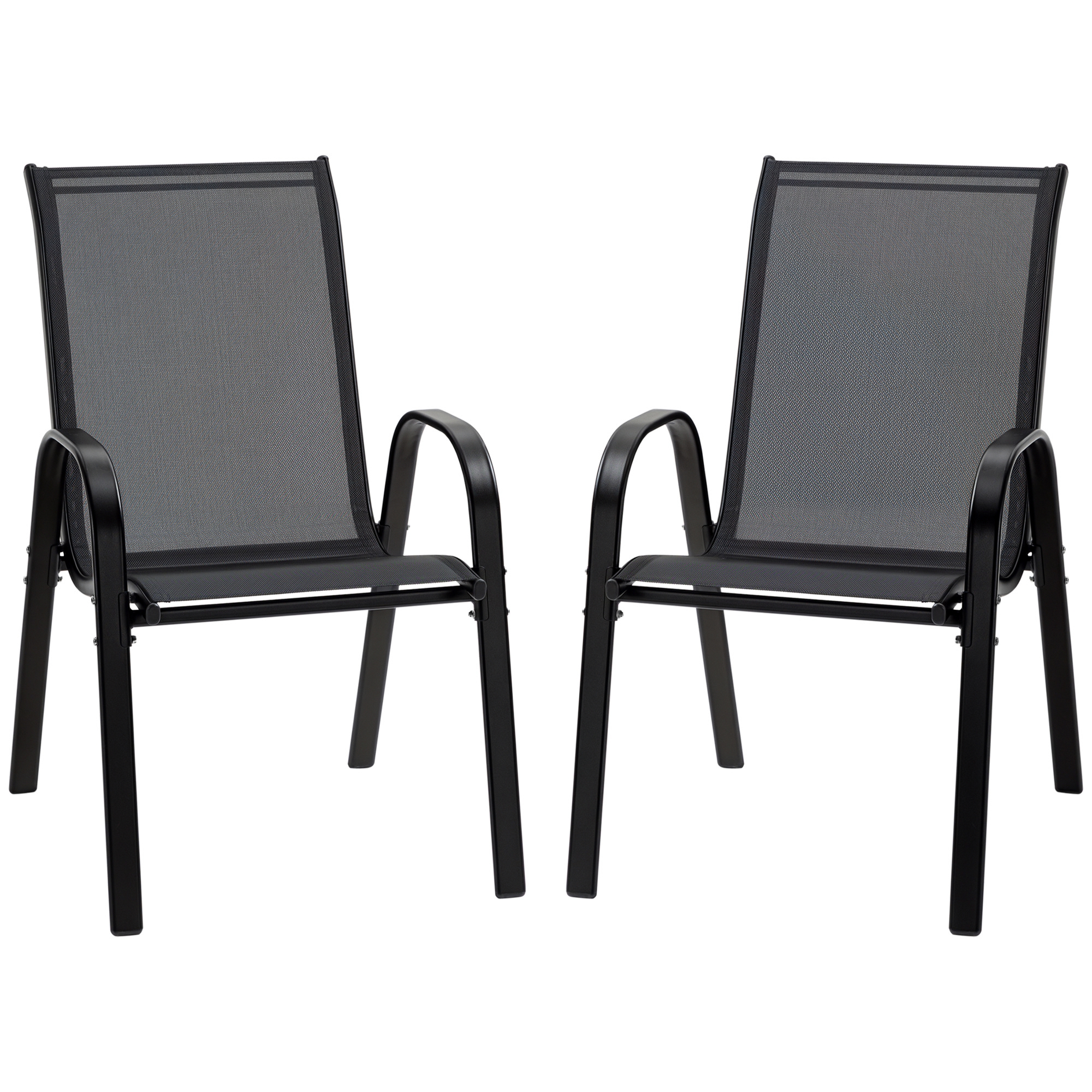 Outsunny 2er Set Gartenstuhl Stapelstuhl mit Armlehne Essstühle Garten Meta günstig online kaufen