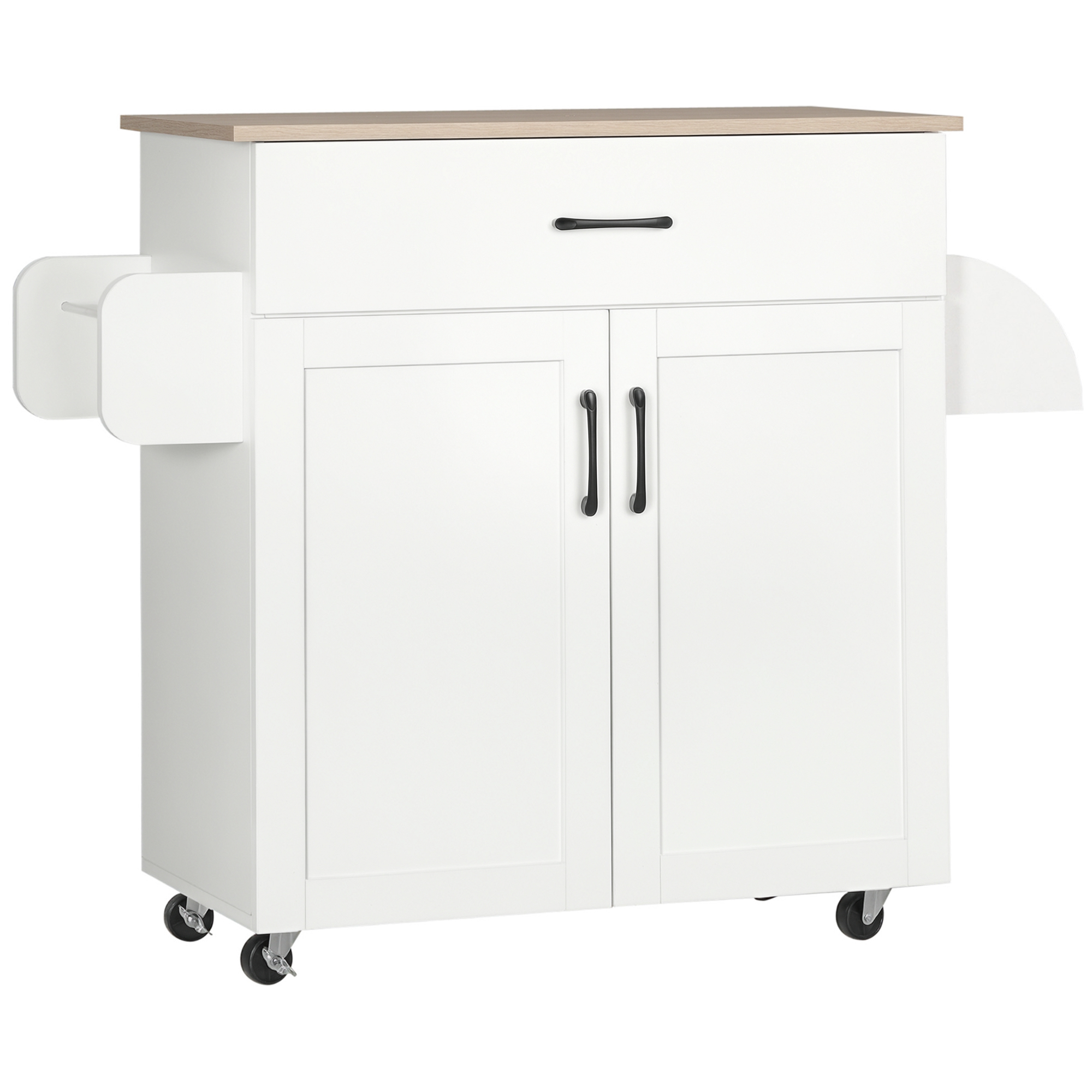 HOMCOM Îlot Cuisine Multi-Rangements MDF Blanc