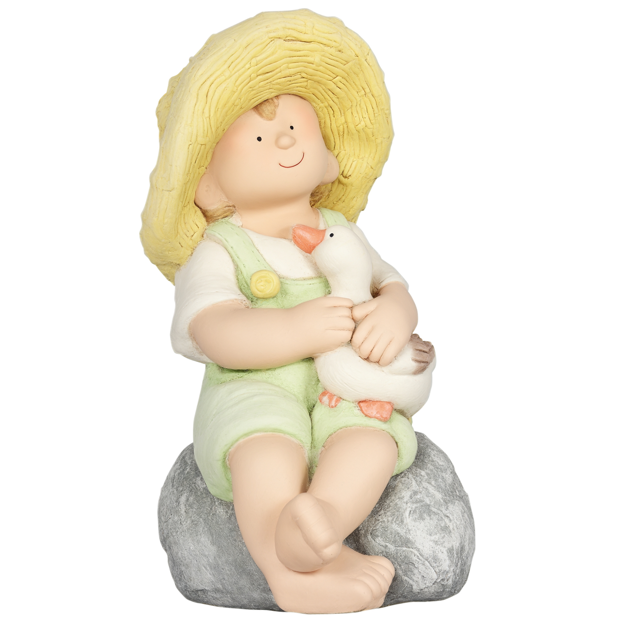 Outsunny Kleiner Junge mit Strohhut 43 cm wetterbeständige Gartenstatue, Ou günstig online kaufen