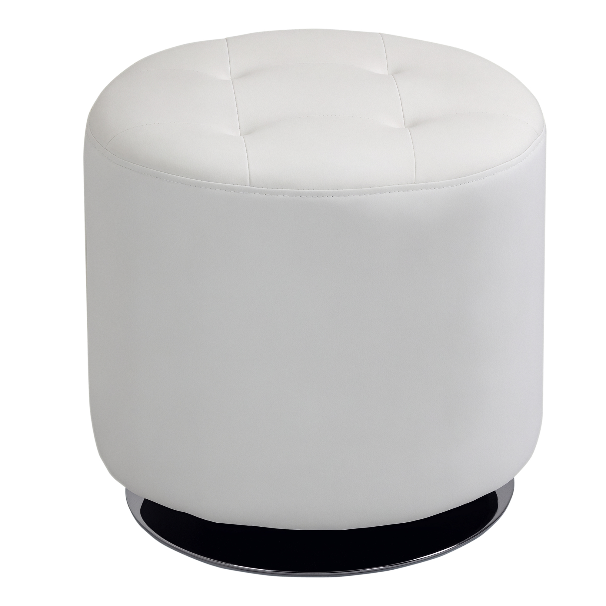 HOMCOM Reposapiés Otomano Giratorio Redondo Tapizado en Piel Sintético Moderno para Dormitorio Entrada Ø45,5x44,5 cm Blanco | Aosom España