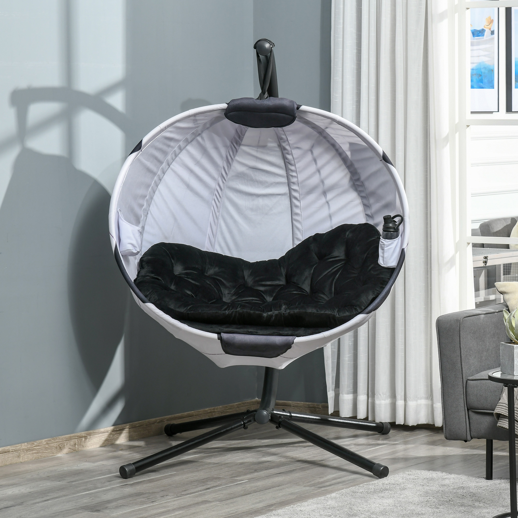 Outsunny Hängesessel Hängekorb mit Gestell Fußballdesign faltbar Hängeschau günstig online kaufen