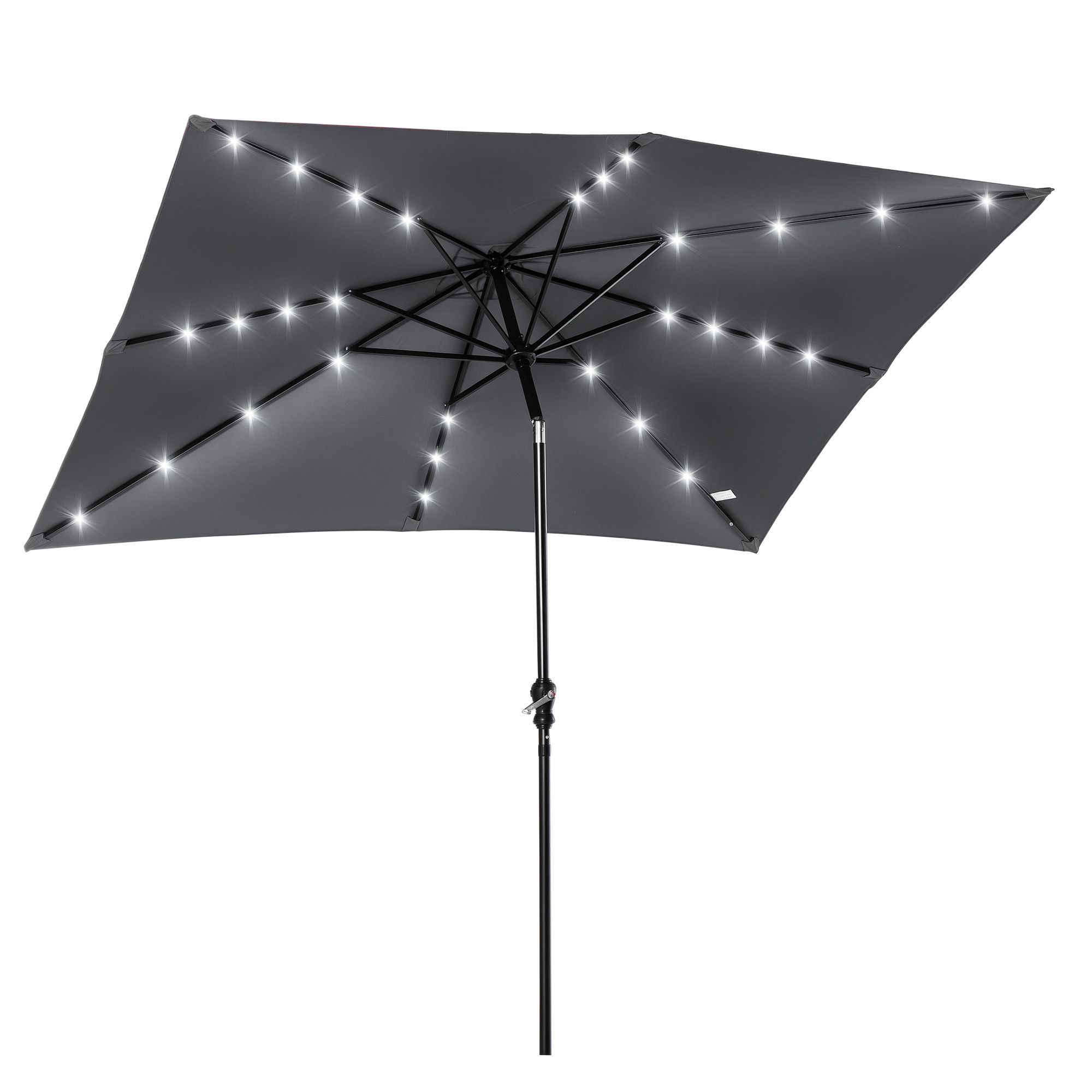 Outsunny Parasol de gradina Parasol drept 3 x 2 m luminos rectangular inclinabil…