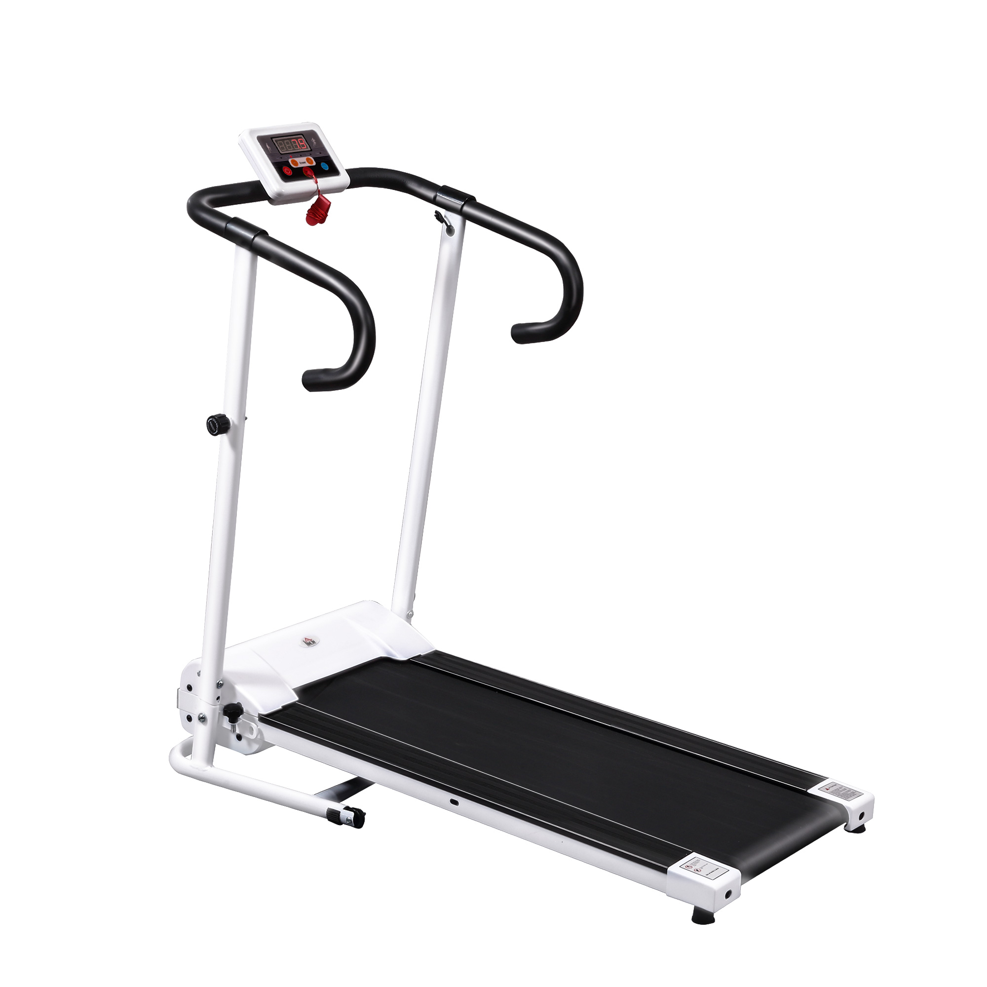 HOMCOM Cinta de Correr y Andar Plegable y Eléctrica de 500W para Fitness 1-10Km/h con Pantalla LCD y Carga Máx. 110 kg Blanco y Negro | Aosom España