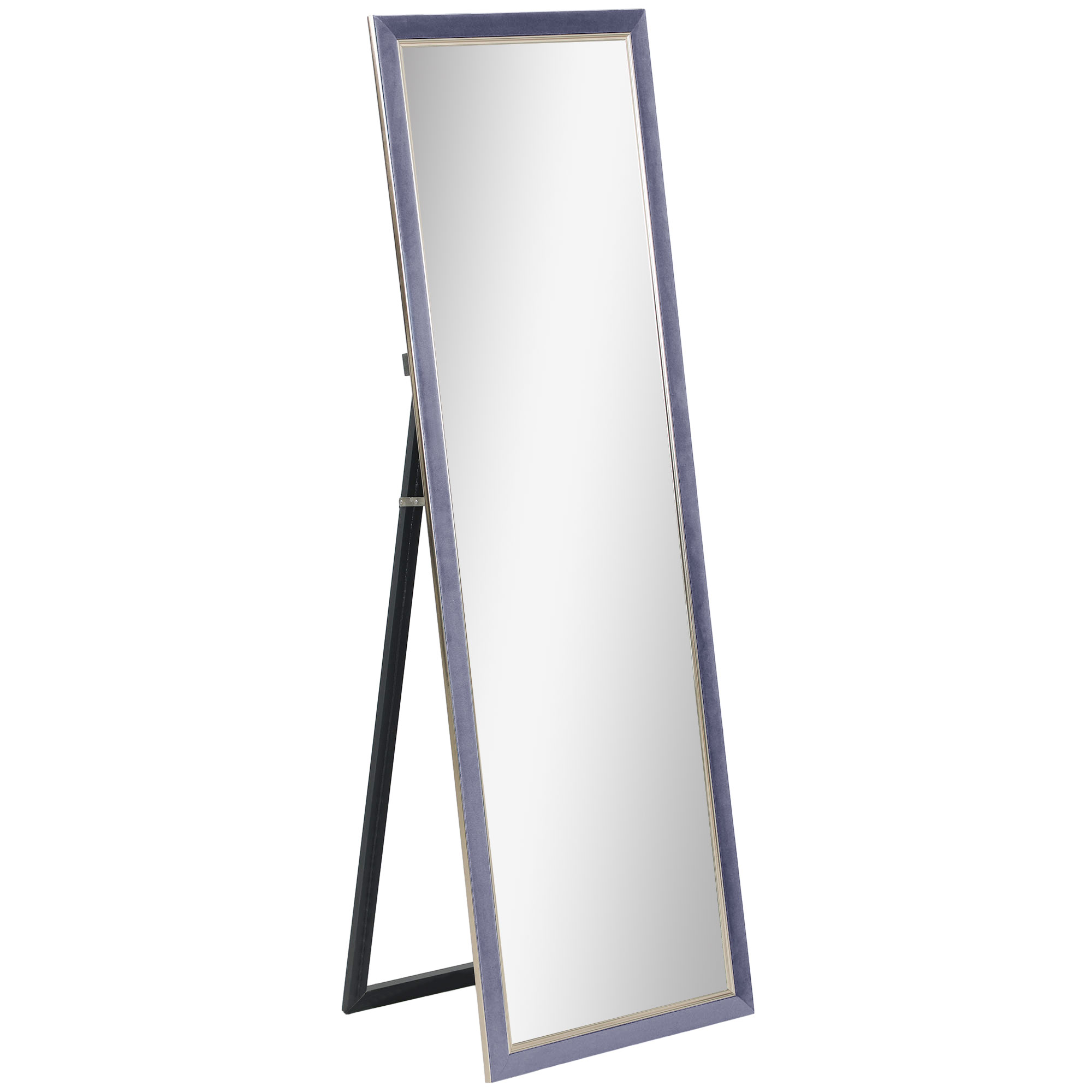 HOMCOM Espejo de Cuerpo Entero 150x50 cm con Marco en Terciopelo y Soporte para Salón Dormitorio Gris