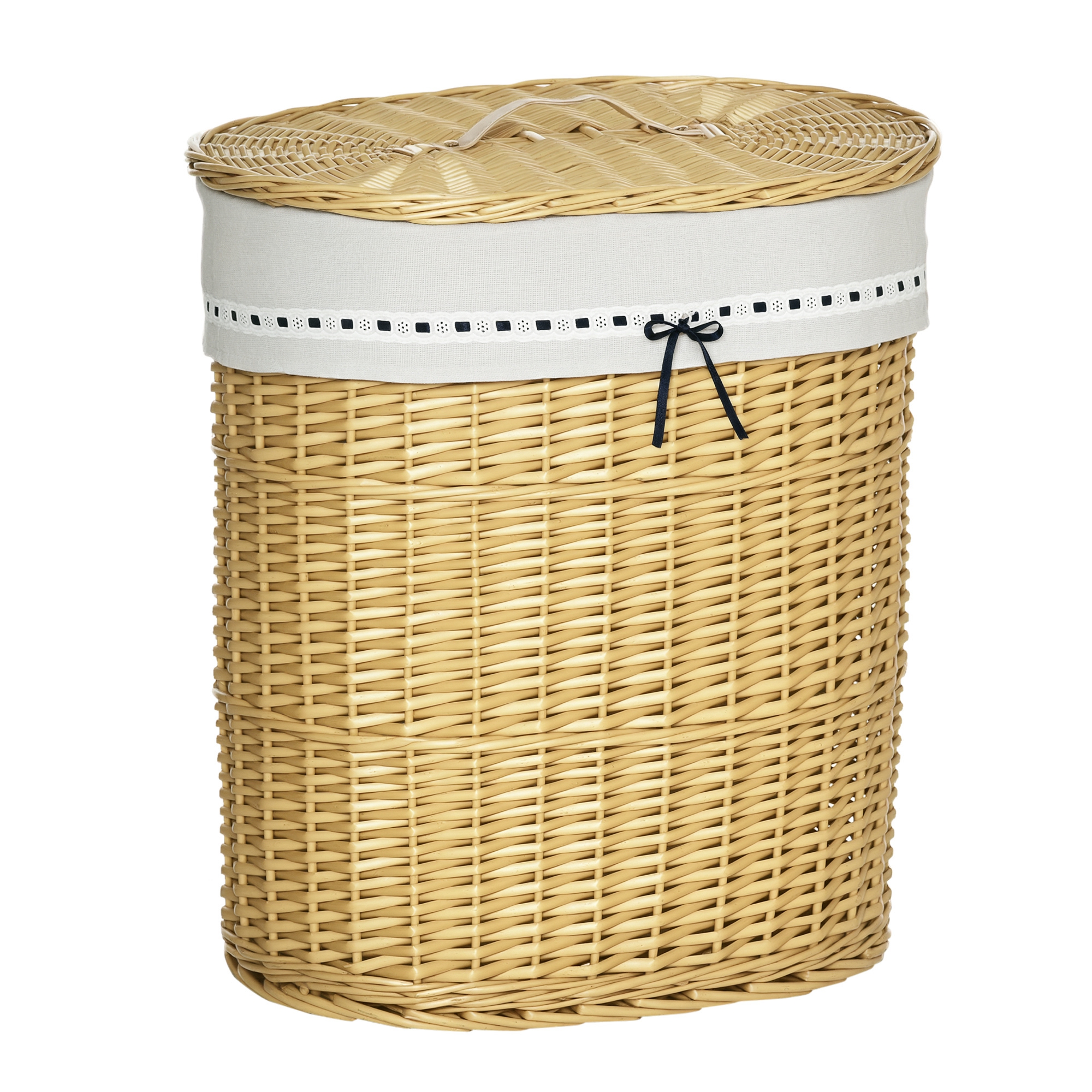 HOMCOM Wäschekorb mit Deckel aus Weide 100L 51x38x57cm Natur Wäschebox für günstig online kaufen