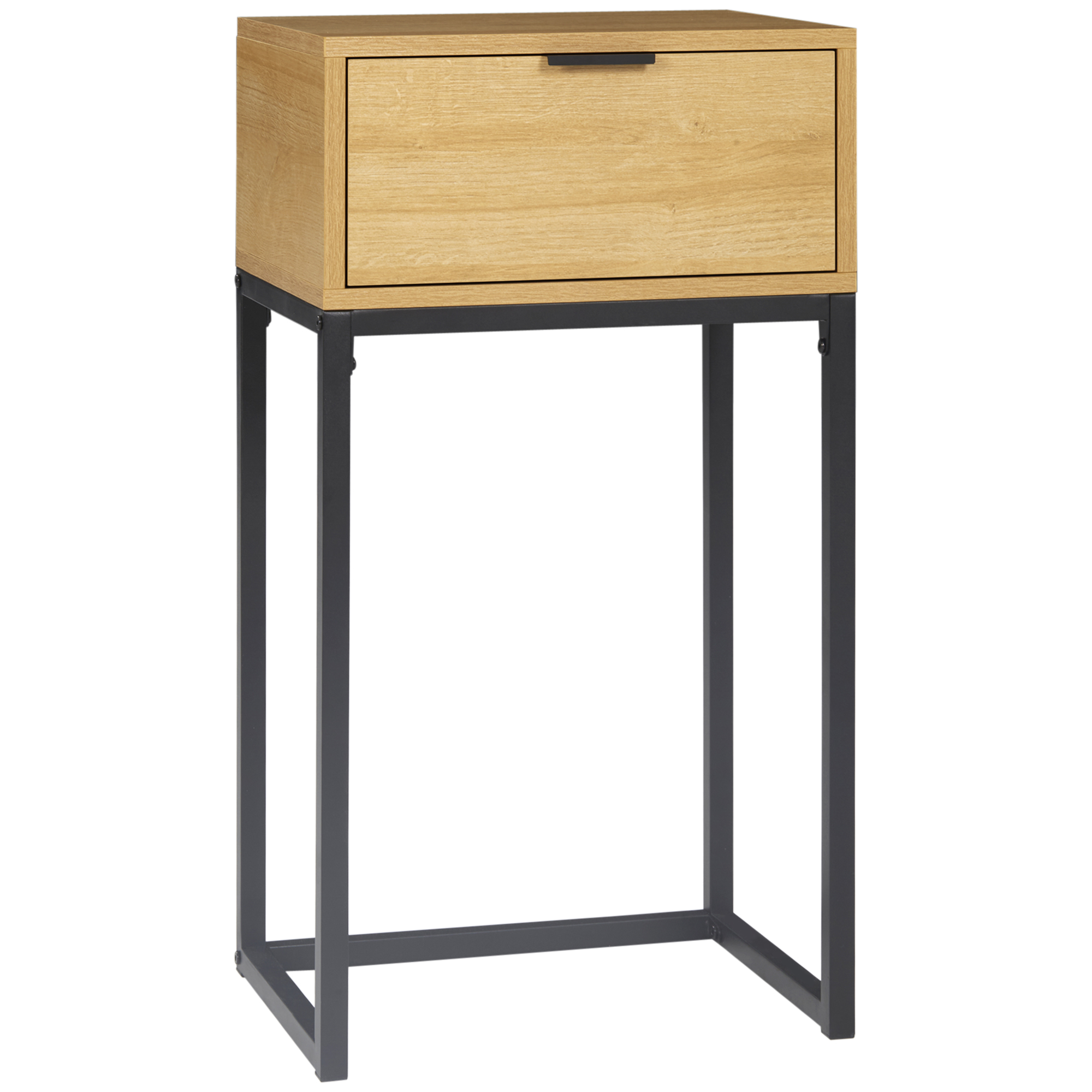 HOMCOM Mesa Consola con Cajón Consola Auxiliar Moderna Mesa de Entrada con Patas de Acero para Pasillo Salón 40x30x76cm Natural | Aosom España