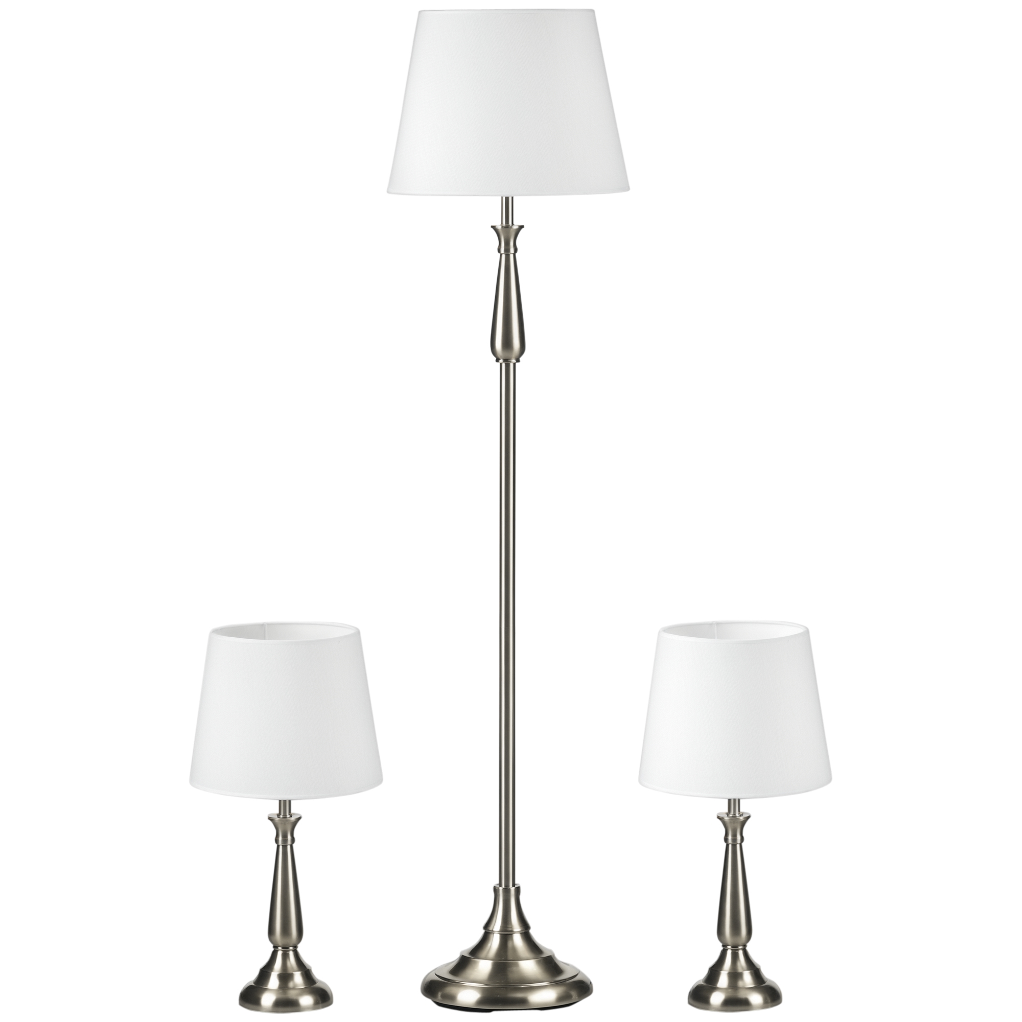 HOMCOM Lampenset Vintage-Design 3er-Set mit 2 Tischlampen und 1 Stehlampe E27 Sockel für Wohnzimmer Cremefarben   Aosom.de – HOMCOM