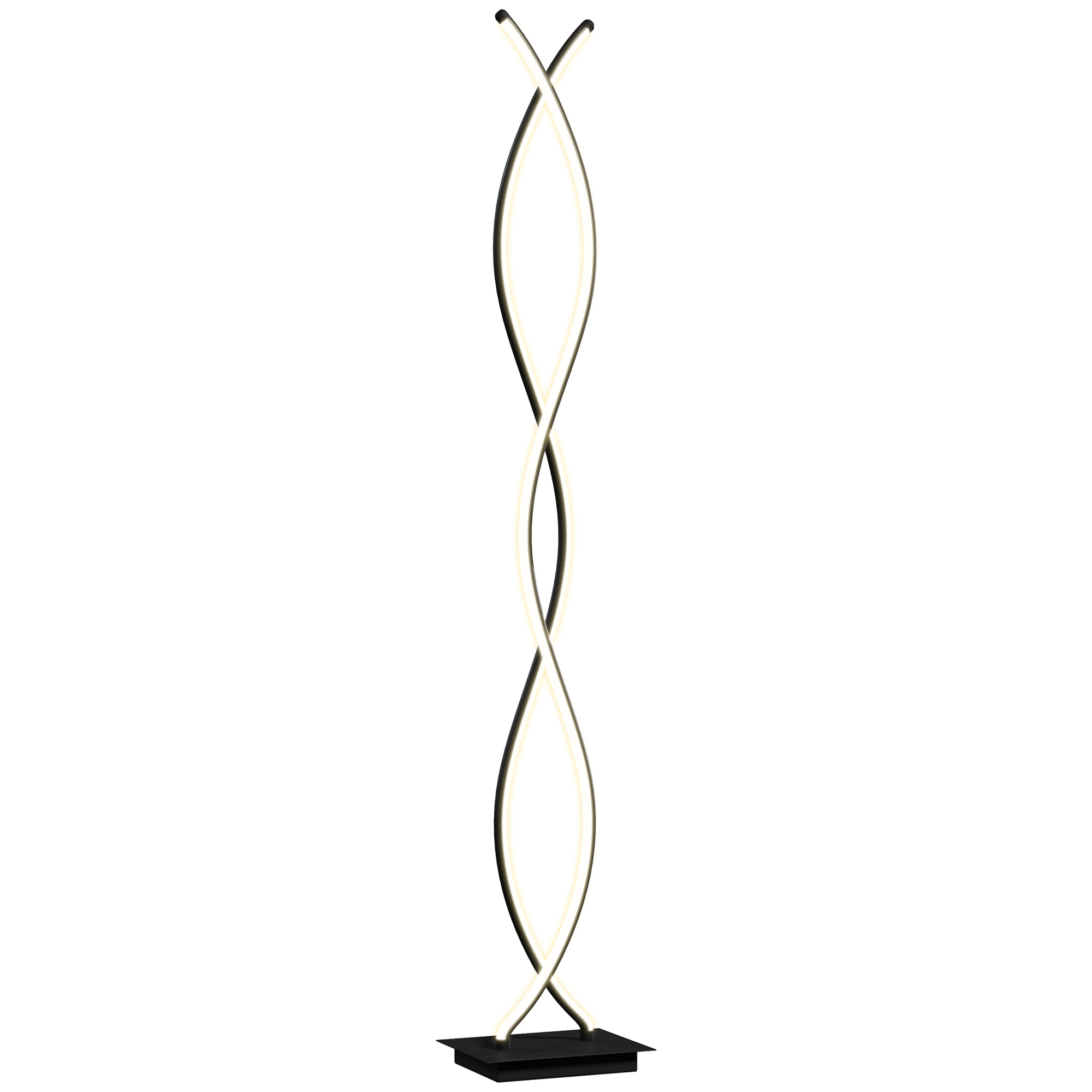 HOMCOM Lampadar de salon cu design spirală dublă, 3 niveluri de luminozitate, comutator de picior, modern și elegant, negru | Aosom Romania
