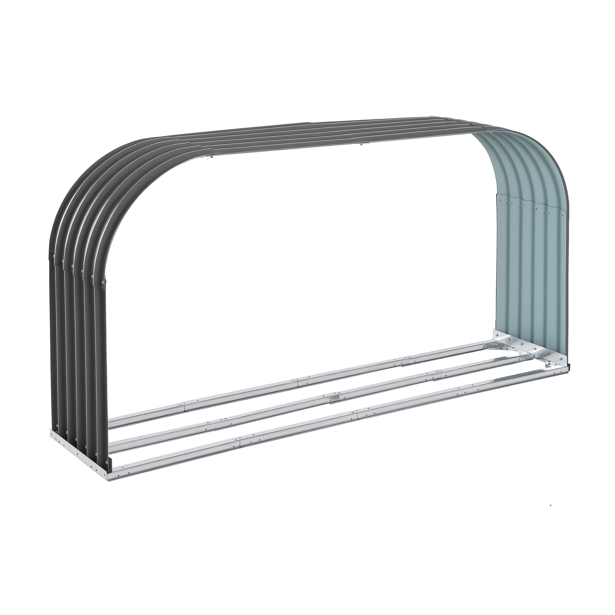 Outsunny Kaminholzständer Holzlager Kaminholzunterstand Brennholzregal 0,85 m³ Stahl Grau 208 x 46 x 112 cm   Aosom – Outsunny