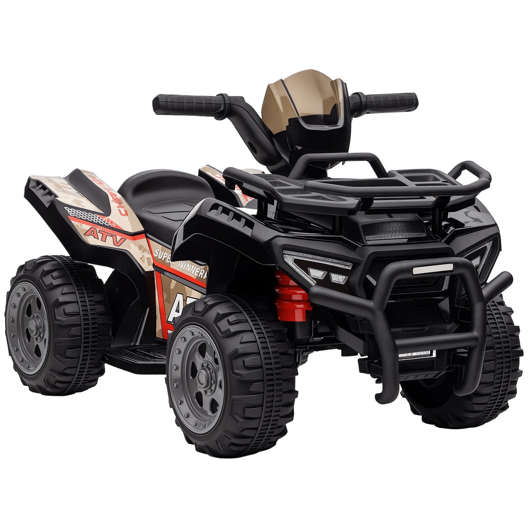 HOMCOM Mini Elektro-Quad Kinder Elektro ATV LED Frontlicht Kinderfahrzeug für 18-36 Monate Kinder Metall PP-Kunststoff Schwarz 70 x 42 x 45 cm   Aosom – HOMCOM