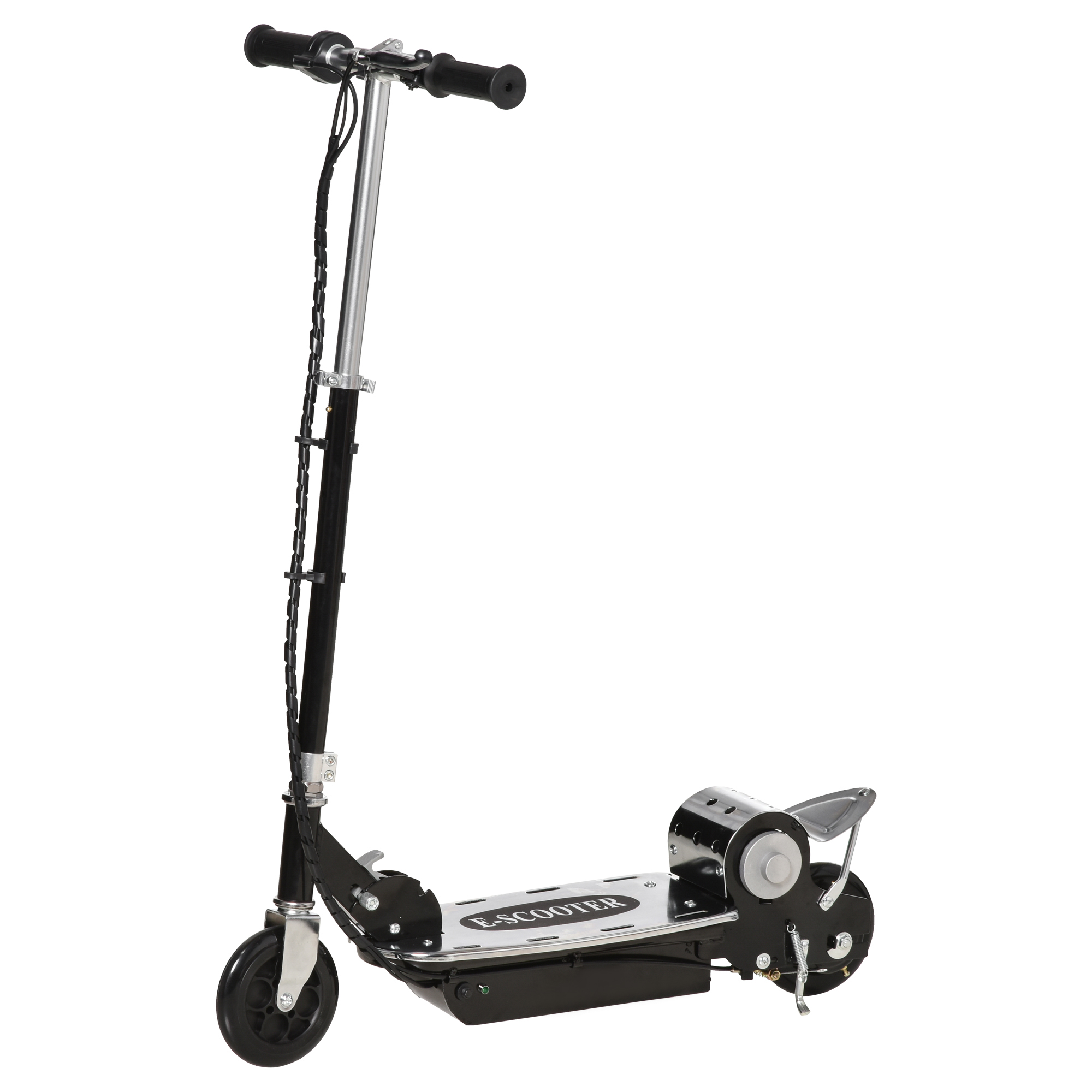 HOMCOM HOMCOM Patinete Eléctrico Scooter Plegable Negro Patinete Eléctrico Scooter Plegable con Manillar y tipo Monopatín con Freno y Caballete 120W Carga 80kg 81.5x37x96cm (Negro) | Aosom España