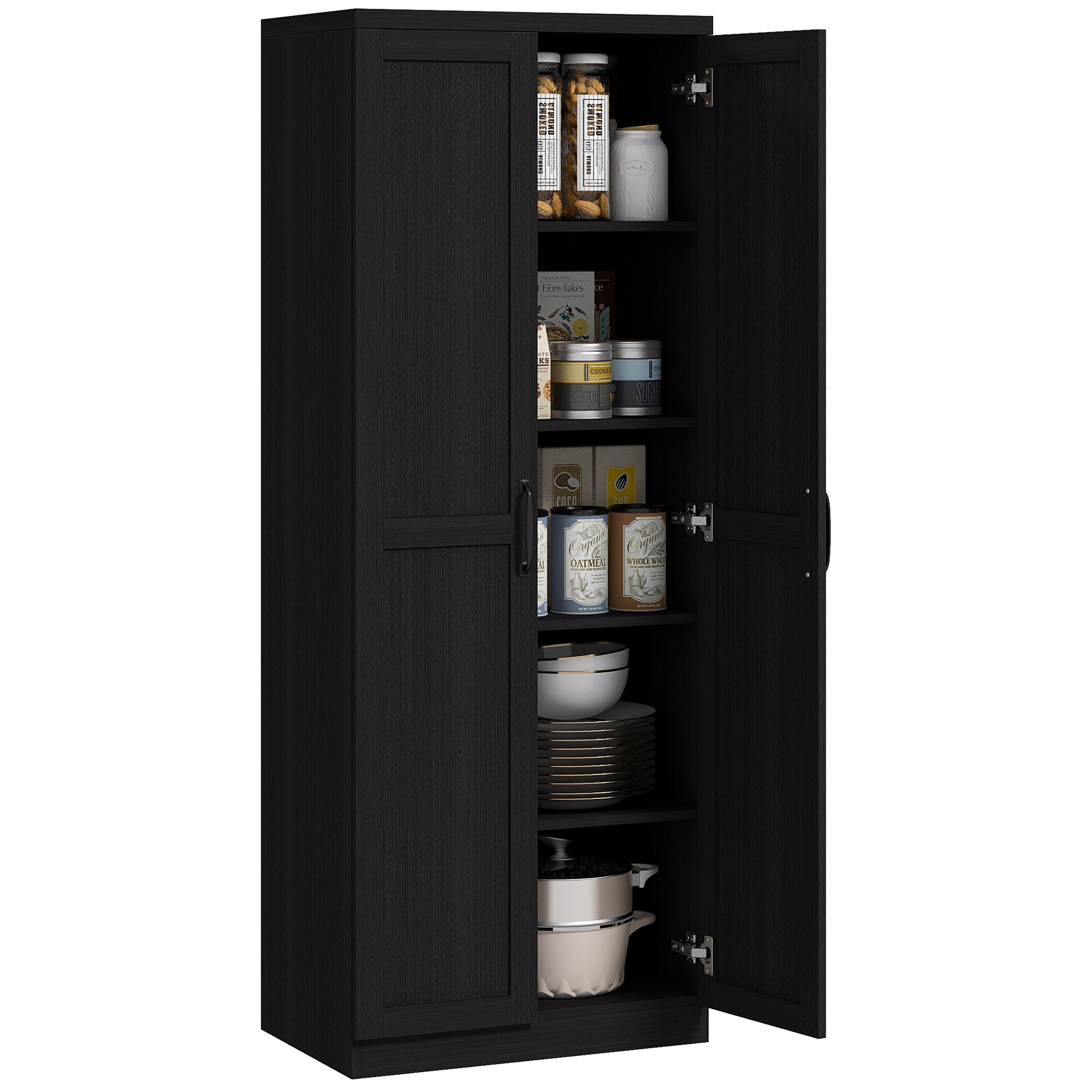HOMCOM Buffet cucina, mobile cucina archiviazione con doppia porta e 2 ripiani regolabili, 60 x 40 x 160 cm, nero   Aosom Italy
