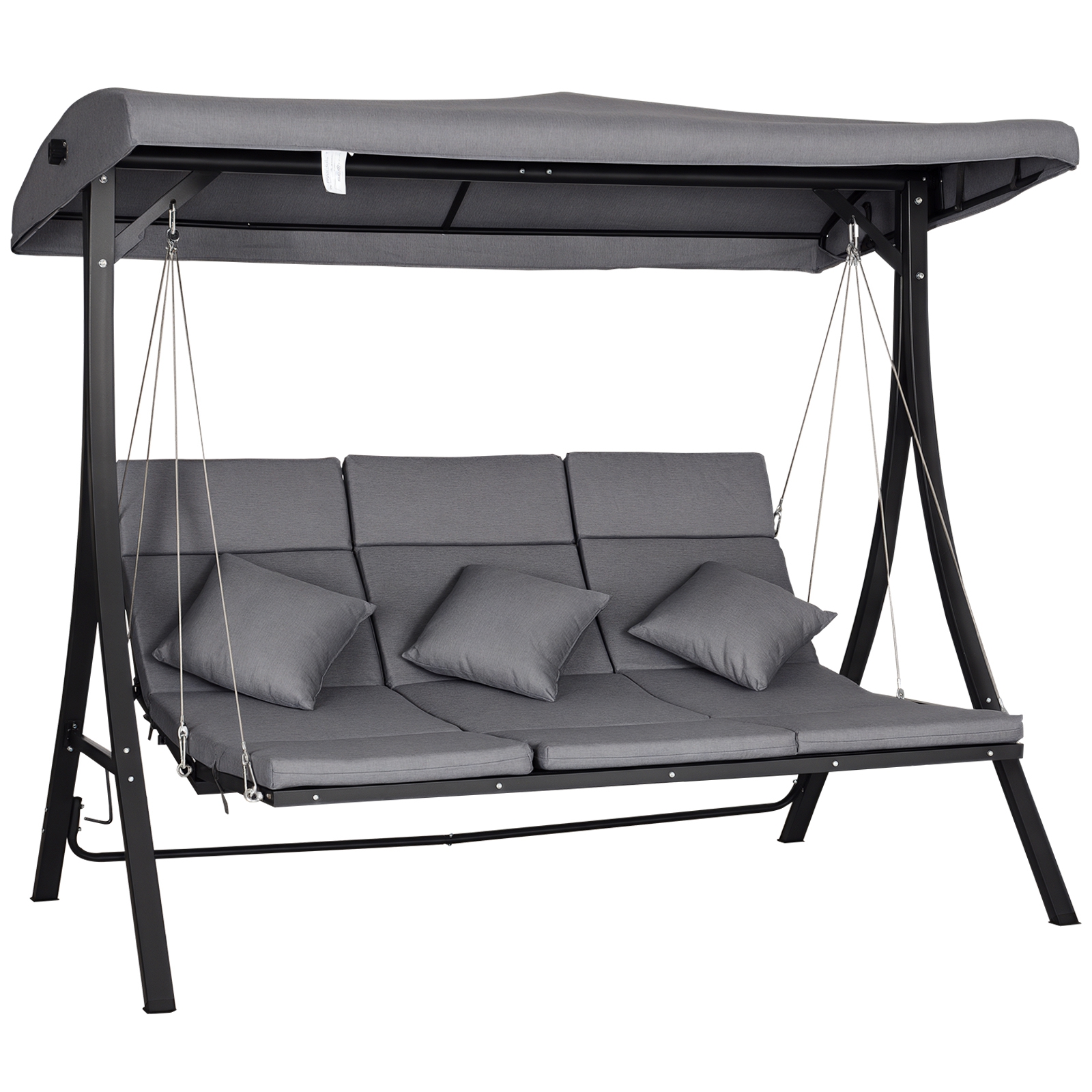 Outsunny Hollywoodschaukel 3-Sitzer, Schaukelbank mit Verstellbarem Sonnend günstig online kaufen