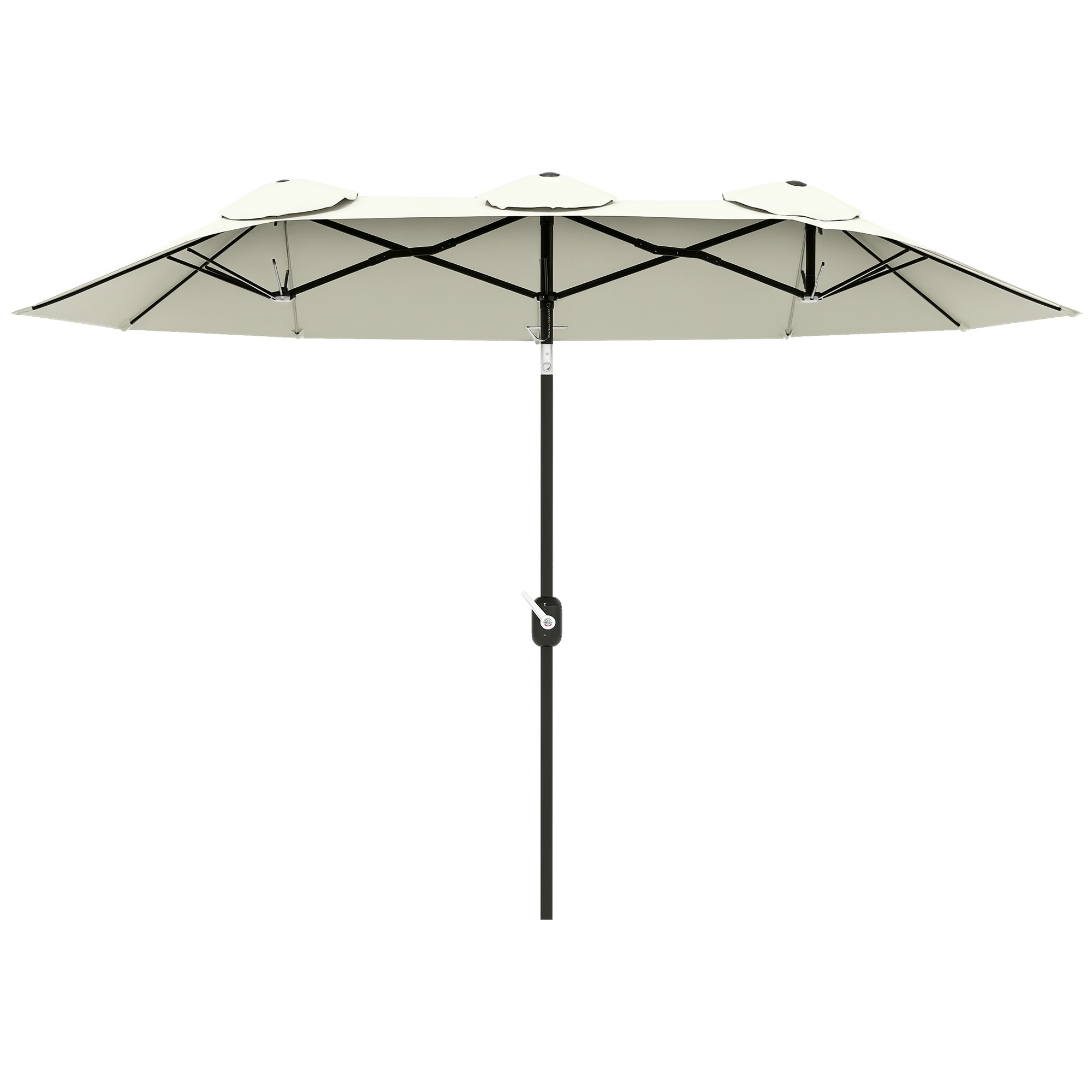 Image of Outsunny Ombrellone da Giardino Doppio Inclinabile con Apertura a Manovella, 285x147x227cm, Beige006