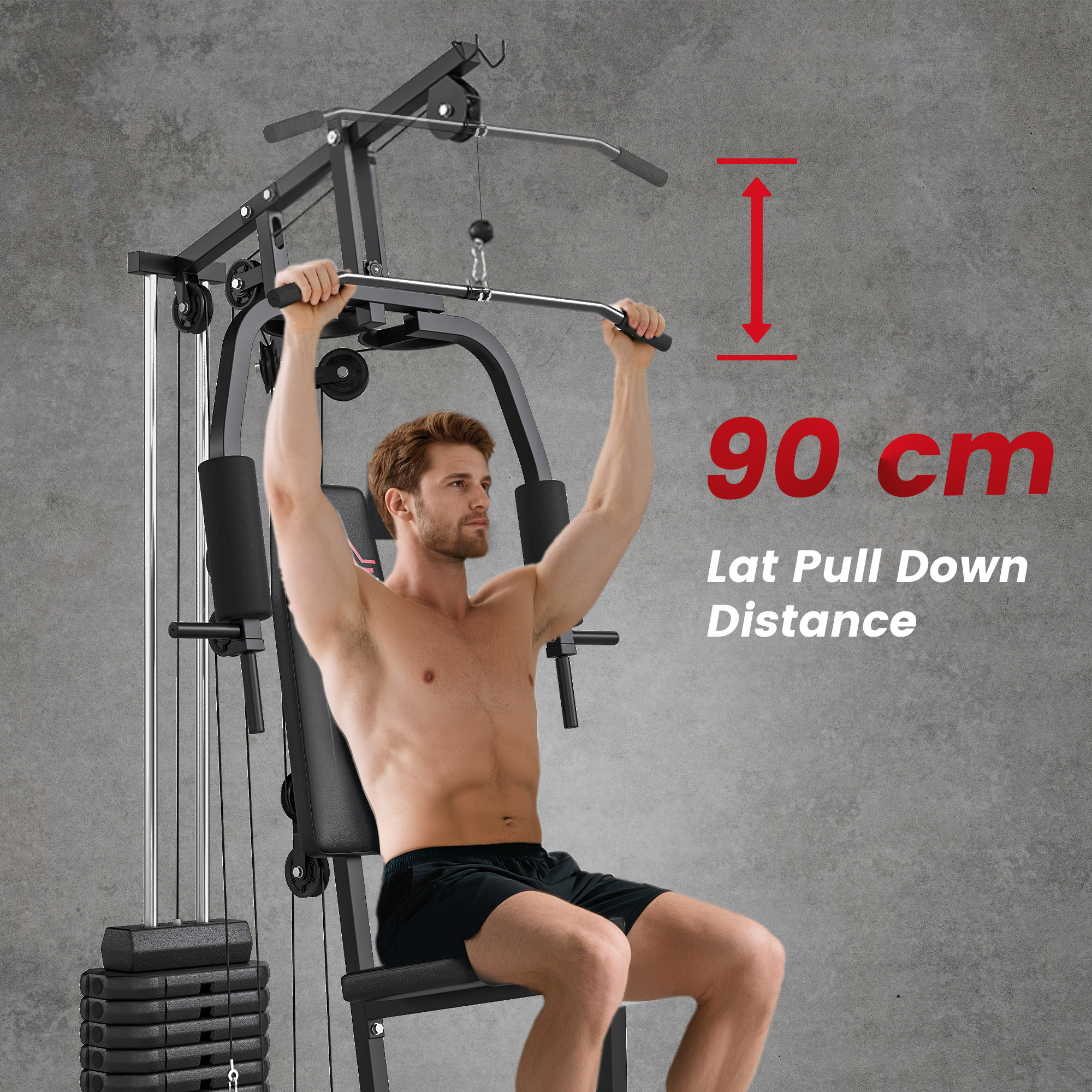 HOMCOM Multifunction Home Gym Machine, with 45kg Weight Stacks, for Strength Training 7