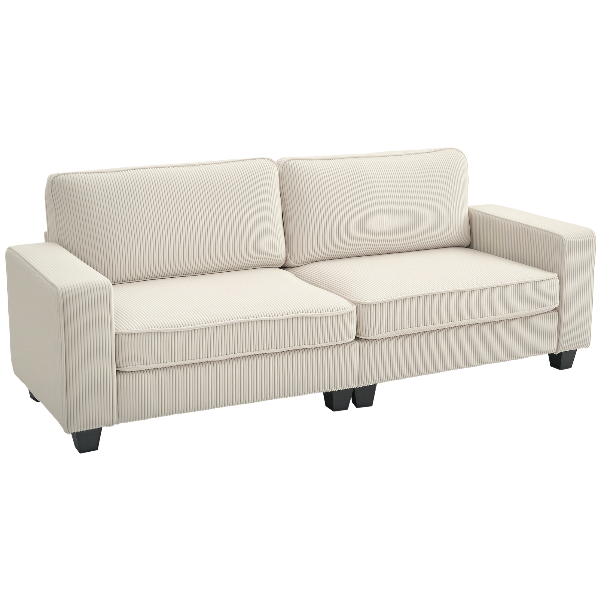 HOMCOM Canapea cu 3 Locuri cu Husă de Cord, Canapea de Sufragerie cu Arc de Înaltă Calitate, până la 400 kg, 227 x 84 x 87 cm, Crem | Aosom Romania