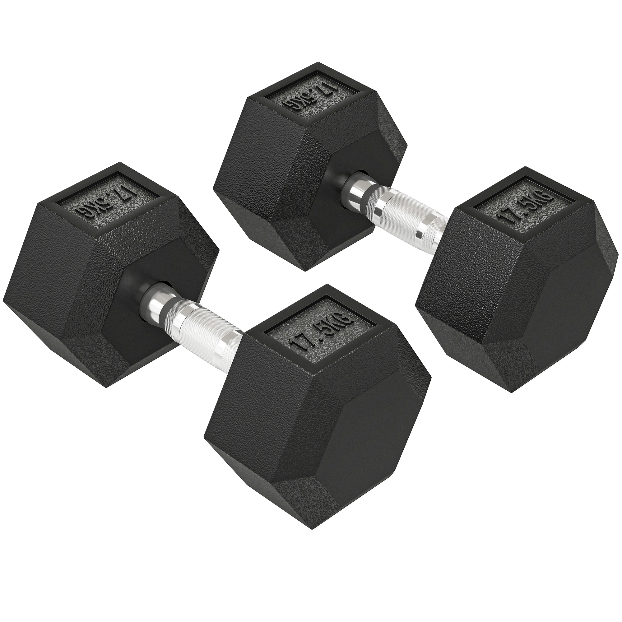 HOMCOM Haltère hexagonale, 35 kg, haltère, poids, poignée antidérapante, noir + argent