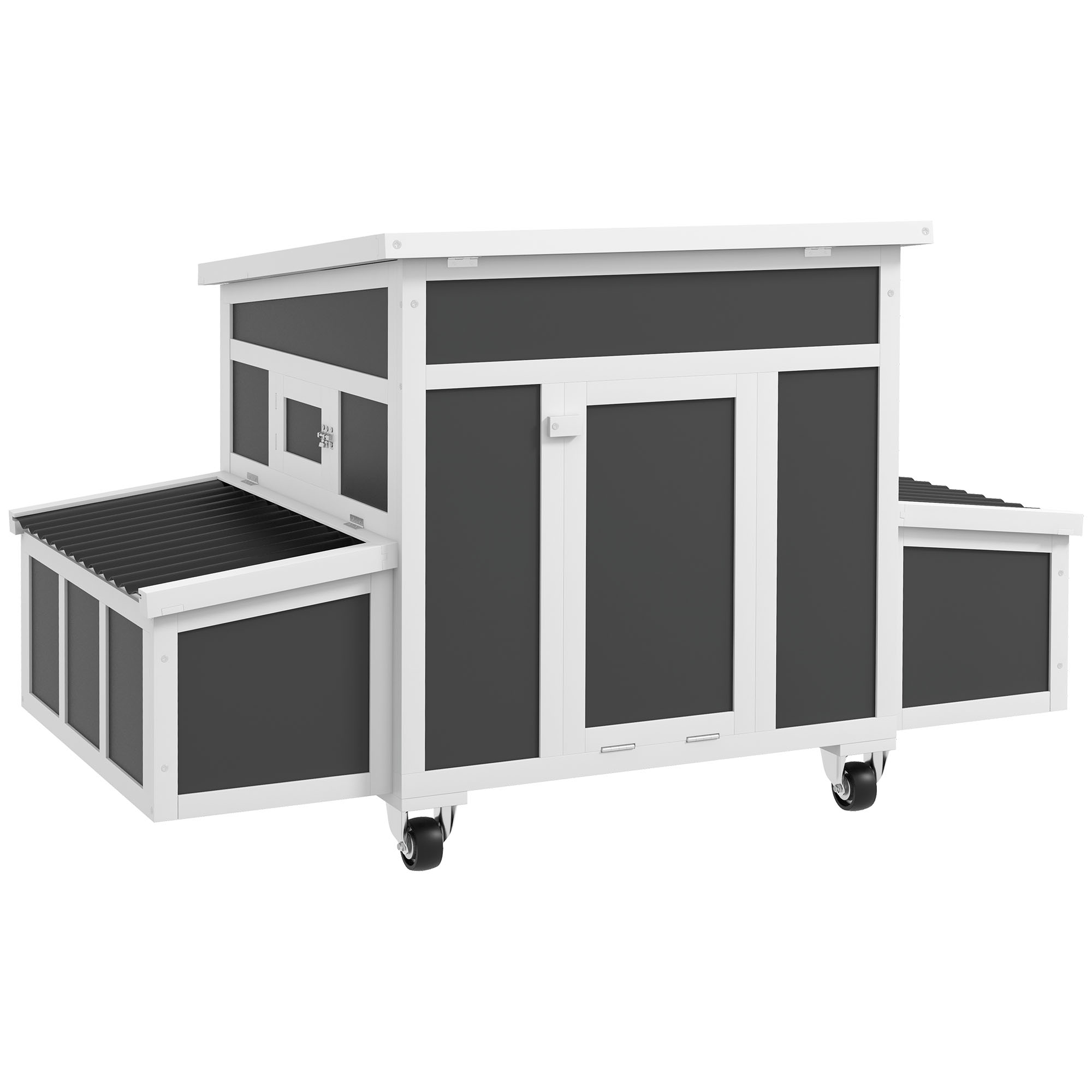 PawHut Gallinero para Exterior 147x93,5x89,5cm con Ventana Nido Bandeja Extraíble y Perchas Jaula para 1-6 Gallinas Gris Oscuro   Aosom España