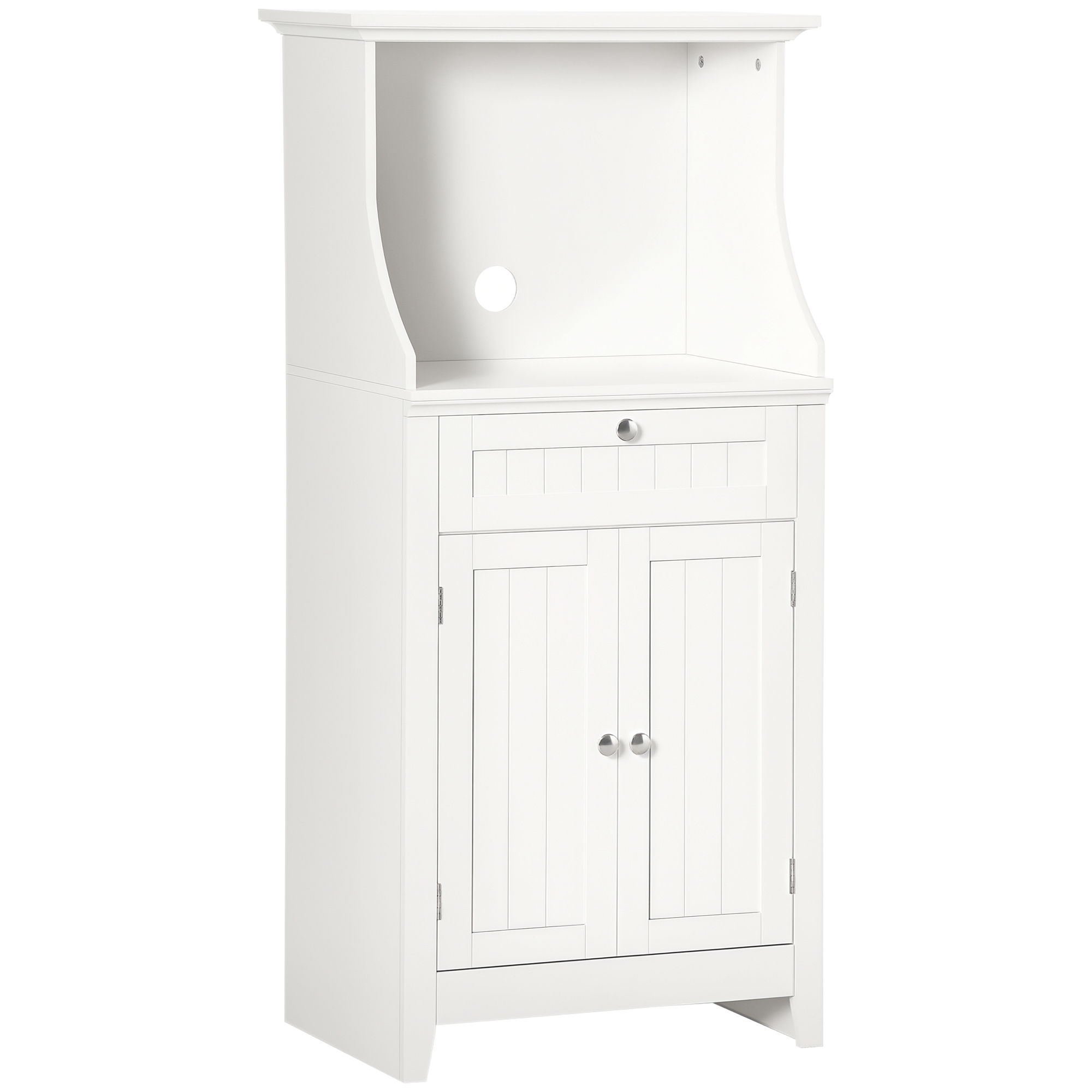 HOMCOM Meuble armoire micro-ondes pour cuisine avec 1 tiroir, 2 Portes 60 x 40 x 122,5 cm - MDF - Blanc HOMCOM Meuble armoire micro-ondes pour cuisine avec 1 tiroir, 2 Portes 60 x 40 x 122,5 cm - MDF - Blanc