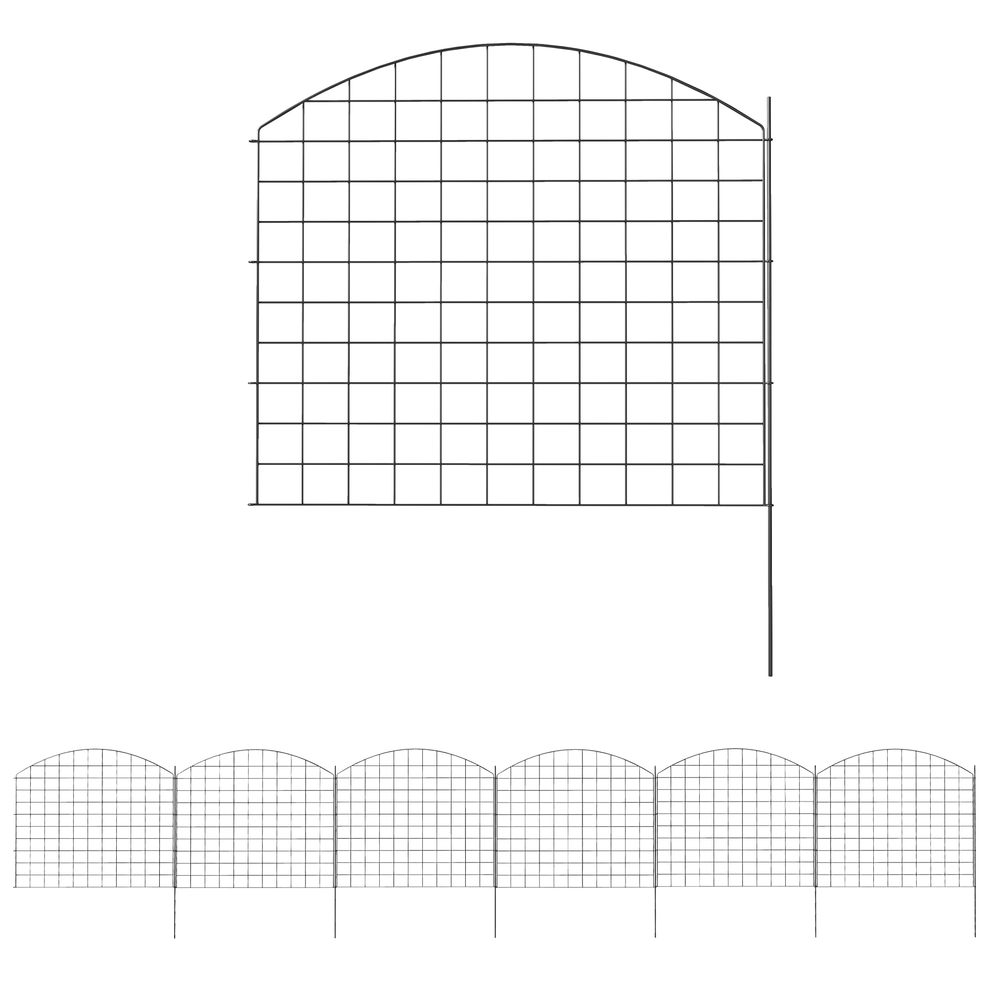 Outsunny Gard de grădină din metal gard decorativ set de 6 pentru legume margine de aleie 460 x 97 cm negru | Aosom Romania