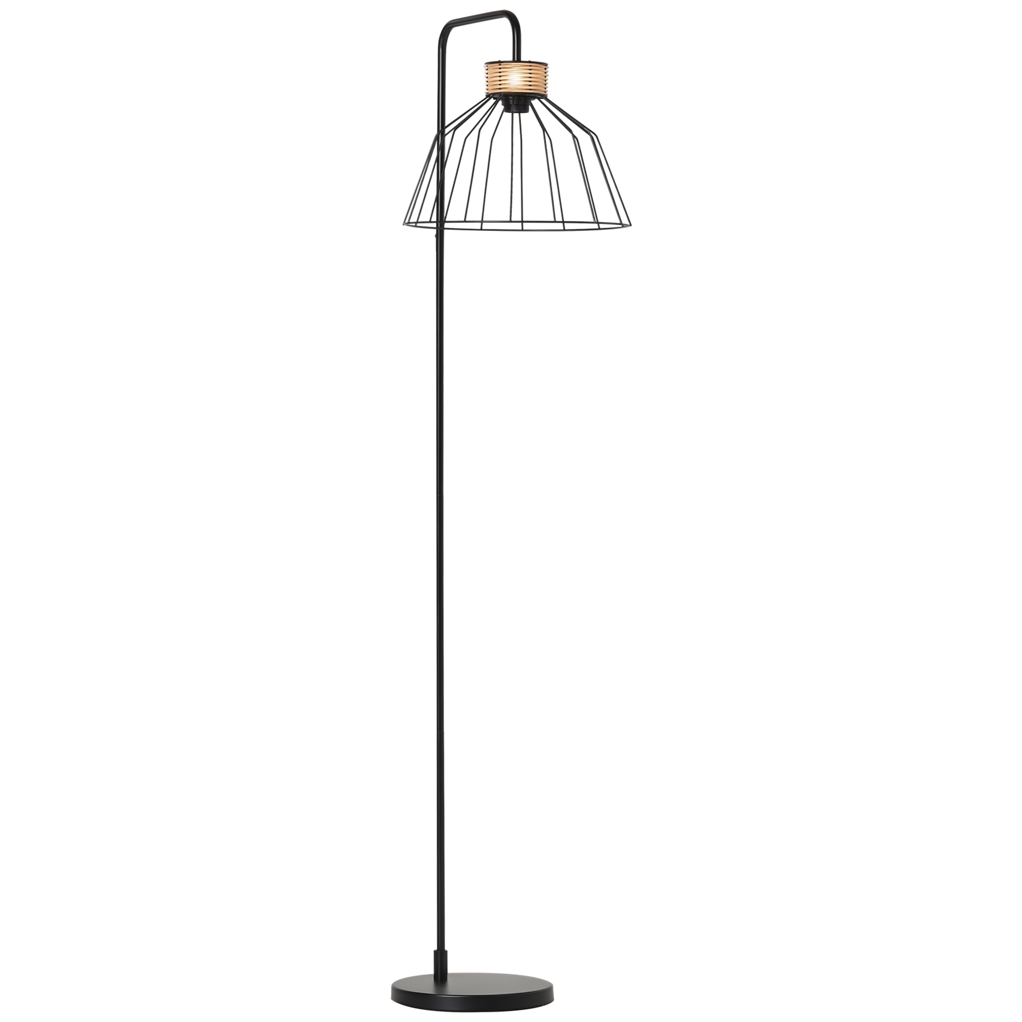 Lampadaire Design Élégant Métal et Rotin Noir pour Salon