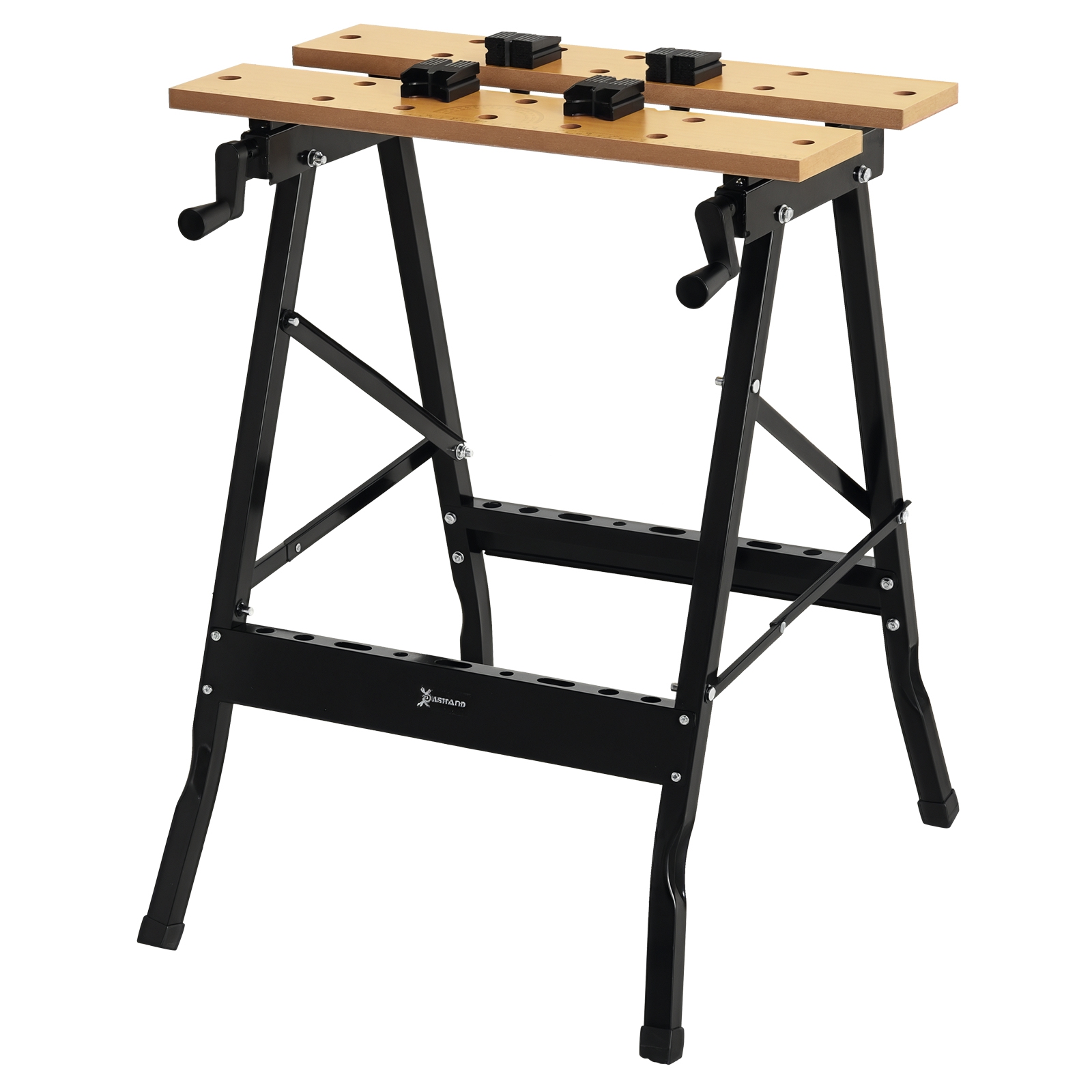 DURHAND Banco de Trabajo Plegable Mesa Portátil con 4 Abrazaderas Agujeros para Sierra Uso Doméstico Carpintería Hierro MDF 56x62x75 cm | Aosom España