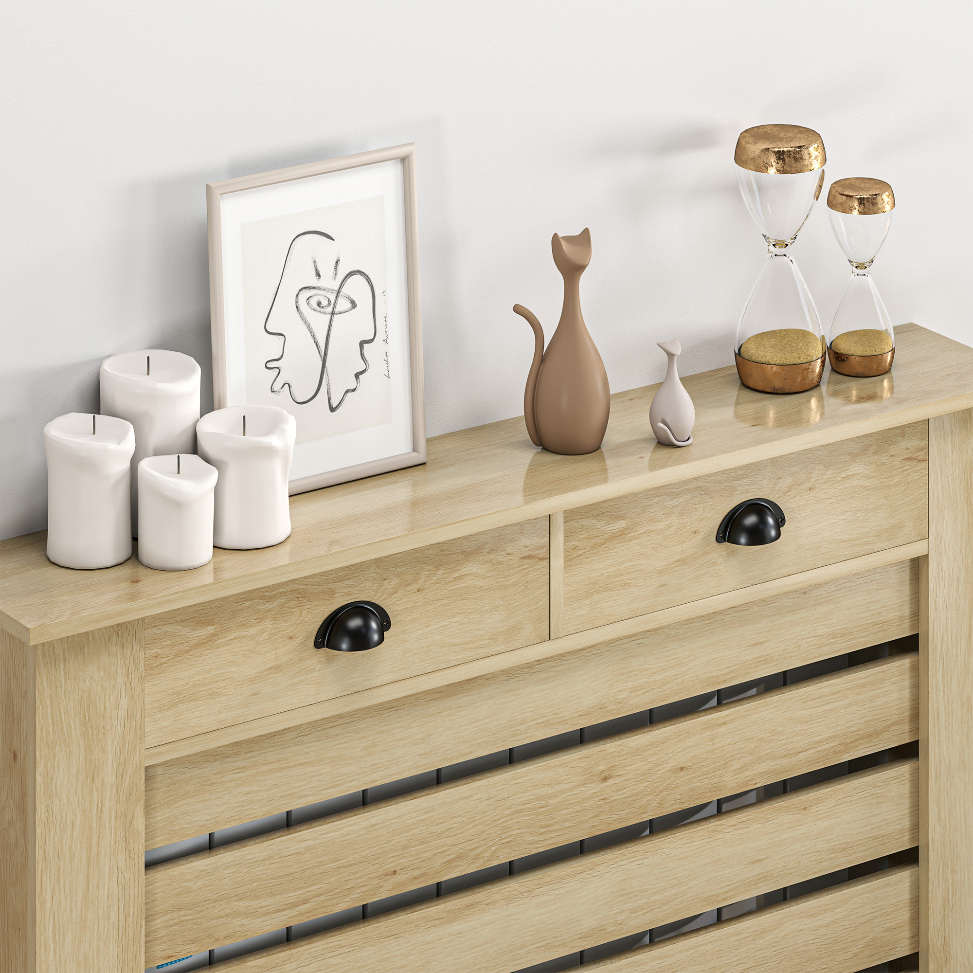 Couvre-radiateur HOMCOM Avec Tiroir - Bois Brun Rustique - 88 Cm