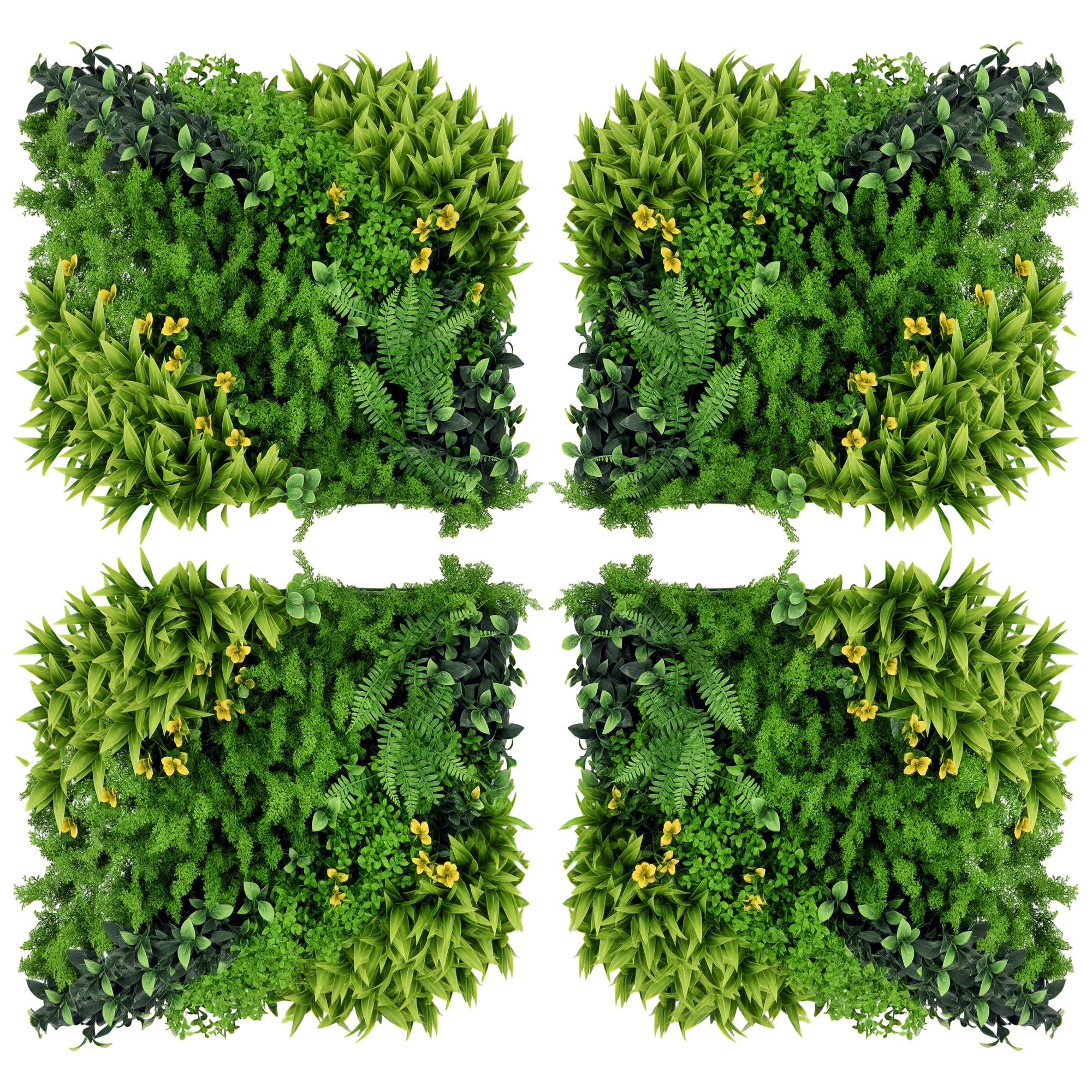 Outsunny Künstliche Pflanzenwand 12 Stück UV-Schutz Sichtschutz 50x50 cm mehrblättriges Design für Garten Balkon Terrasse Aosom.de