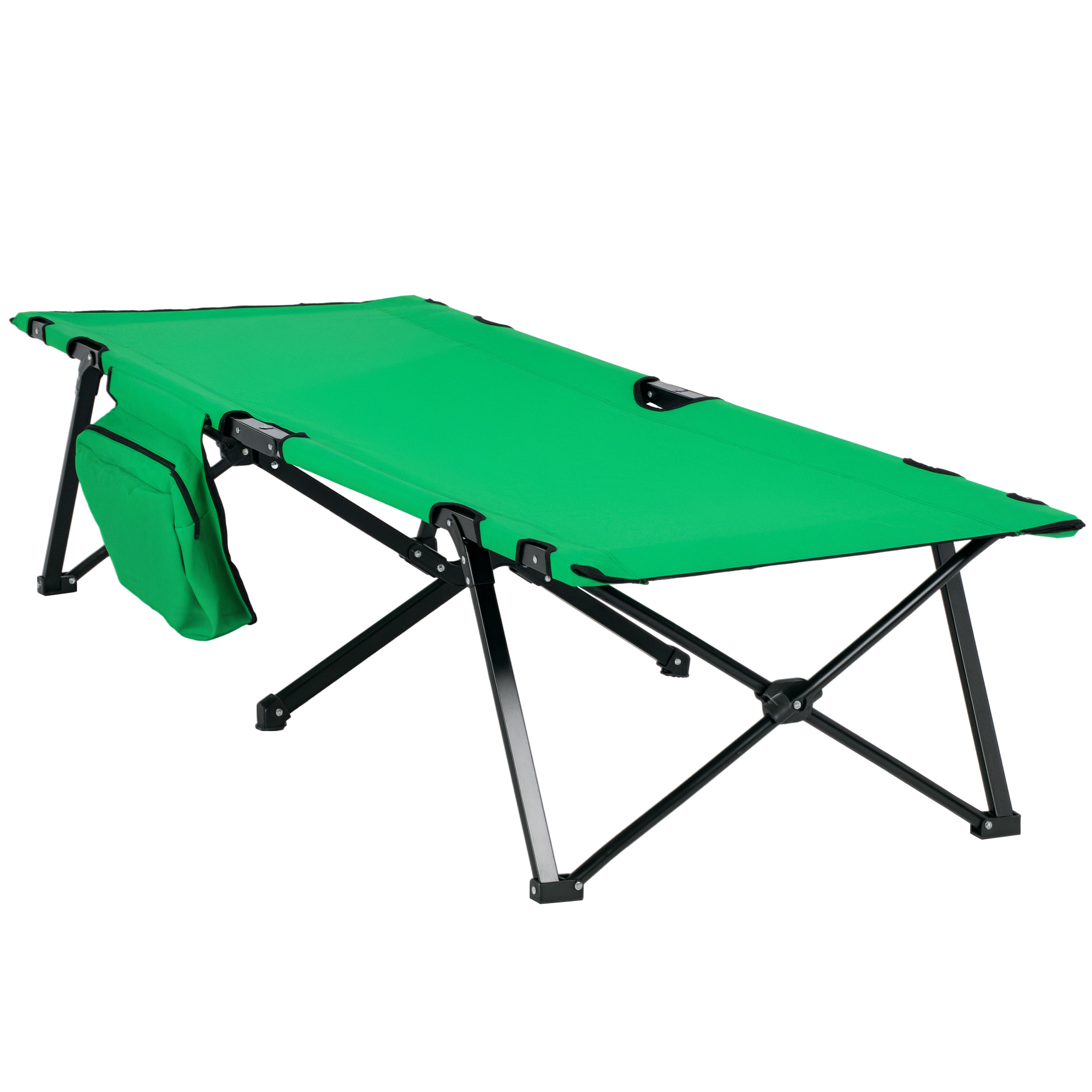Outsunny Campingbett klappbar bis 136 kg belastbar Feldbett mit Seitentasche Oxford Grün Schwarz 200 x 73 x 49 cm für Outdoor & Reisen   Aosom.de – Outsunny