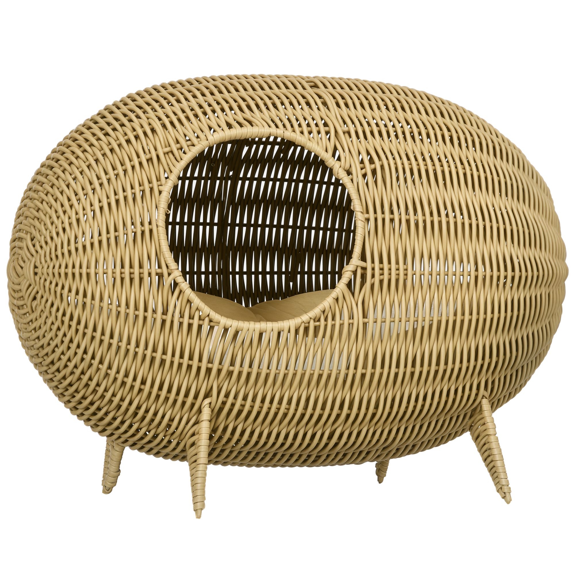 PawHut Coș pentru pisică, pat înălțat cu Pernă Moale, cu găuri de la ușă, Design Elegant și Confortabil, 55L x 36l x 42Î cm | Aosom Romania