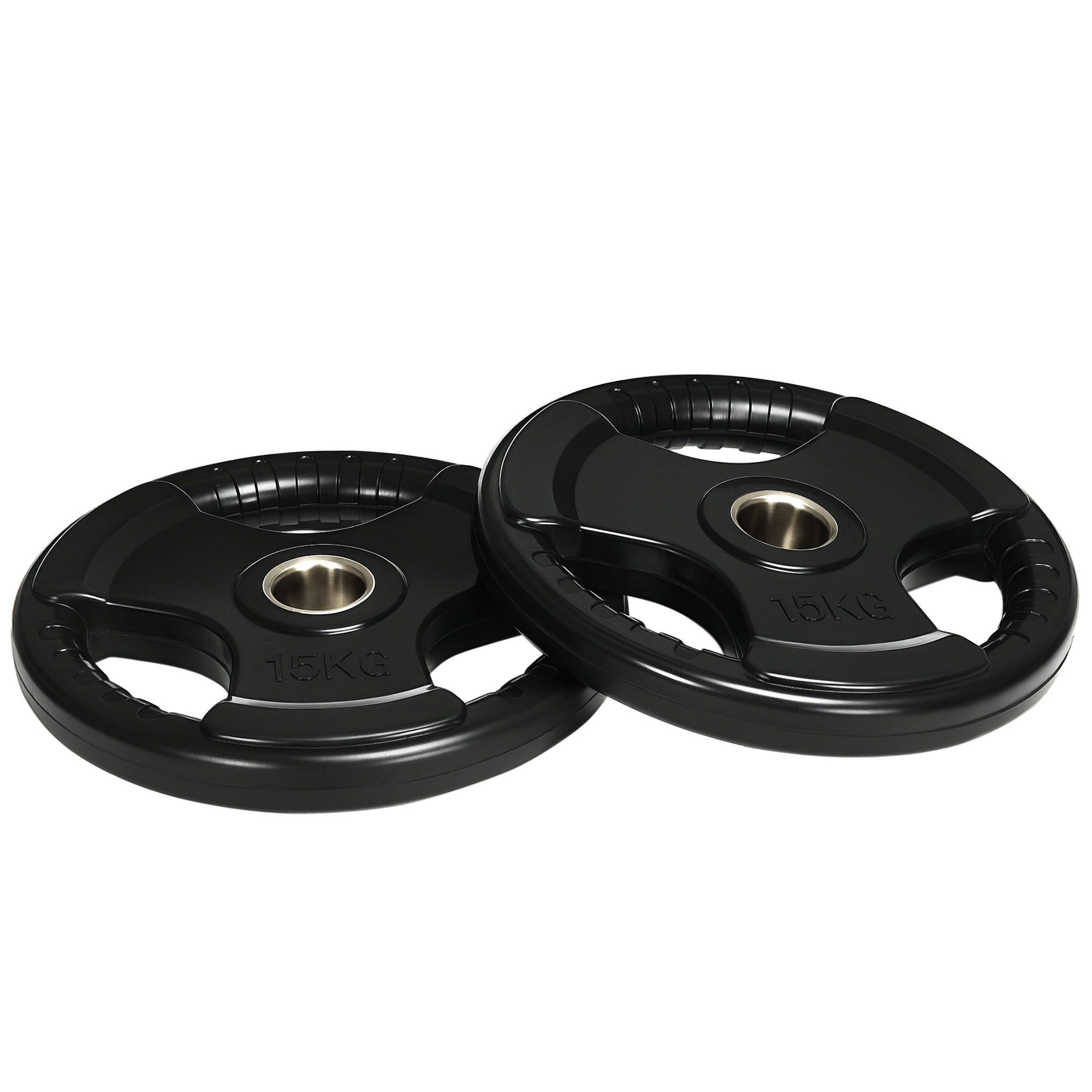 Sportnow Hantelscheiben 2er-Set 15 Kg Tri-Grip Gummierte Olympiascheiben Bodenschonend Mit 5 Cm Bohrung Für Krafttraining Aosom.de