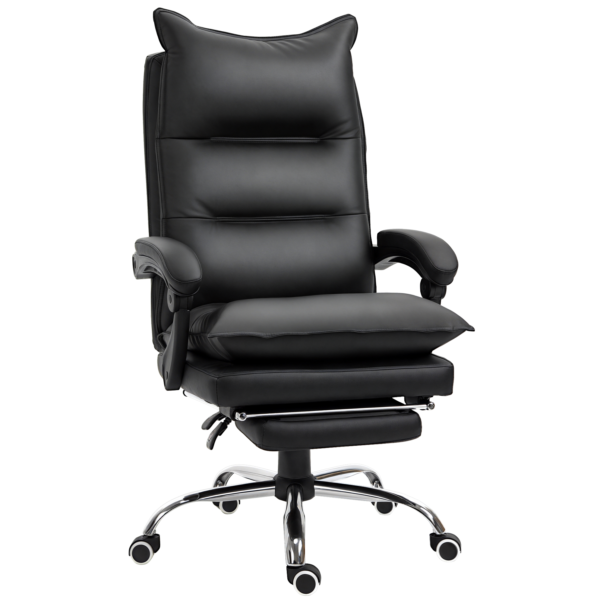 Fauteuil chaise de bureau avec repose-pied dossier inclinable hauteur réglable revêtement PU noir