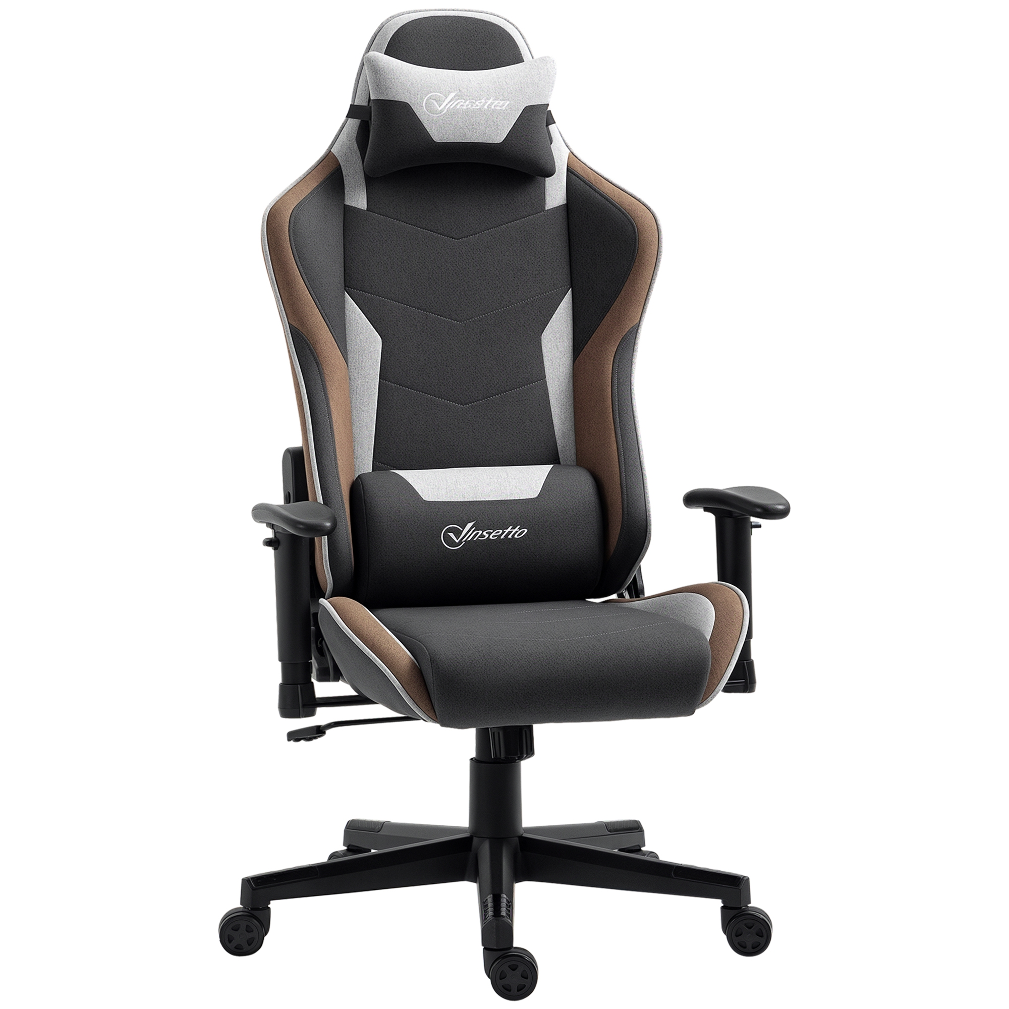 Image of Vinsetto Poltrona Gaming con Schienale Inclinabile, Altezza Regolabile, Poggiatesta, Cuscino Lombare, Braccioli Regolabili, Grigio Aosom006