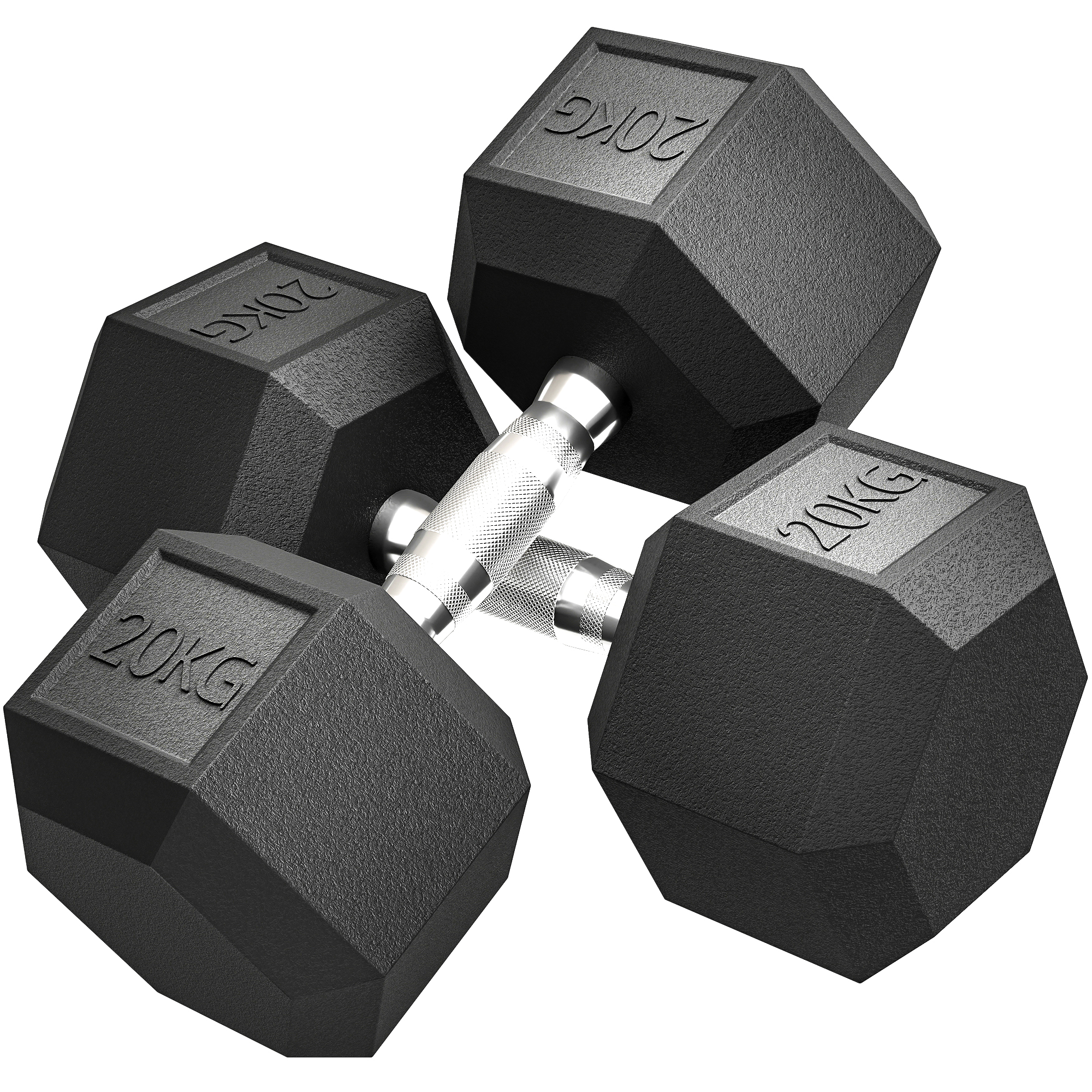 HOMCOM Mancuernas con agarre estriado, mancuerna de hierro fundido, 2 x 20kg para casa, gimnasio, entrenamiento de fuerza