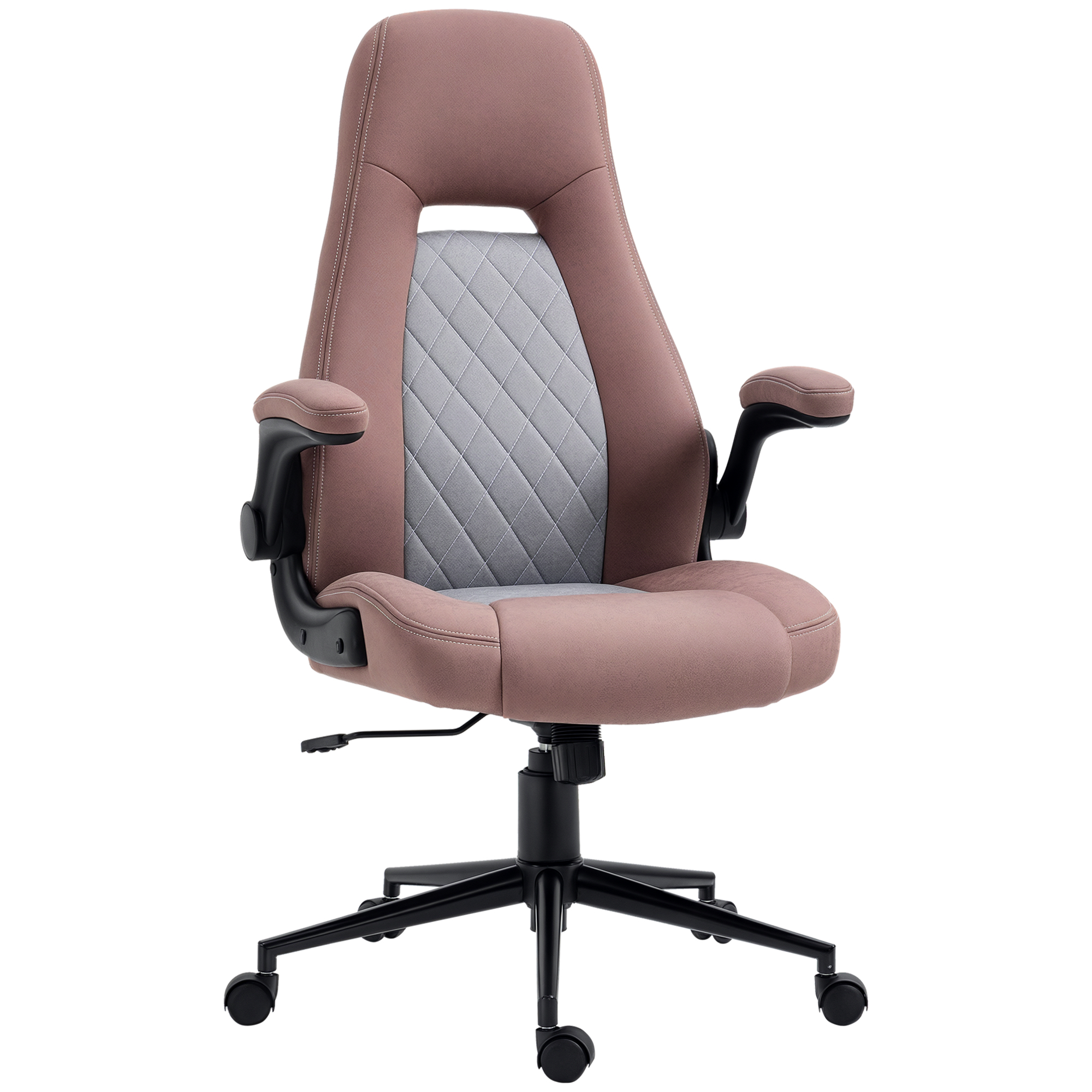 Image of Vinsetto Sedia da Ufficio Ergonomica con Altezza Regolabile, Braccioli Ribaltabili e 5 Ruote, 67x70x114-124 cm, Rosso e Grigio Aosom006