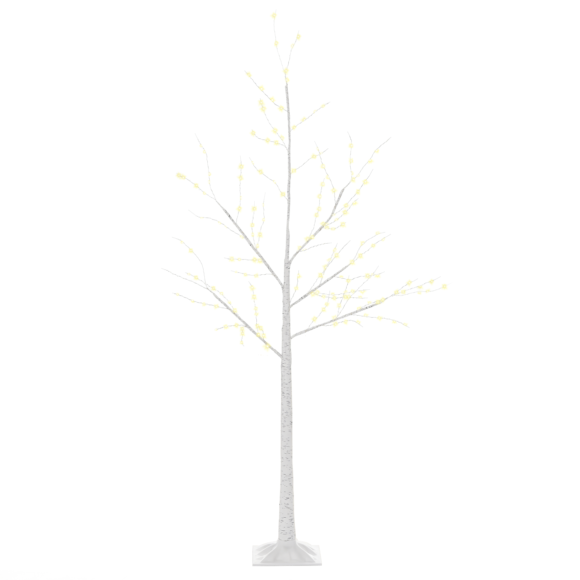 Outsunny Árbol de Abedul 150 cm de Altura con 210 Luces LED Ramas Flexibles y Base para Fiestas Cumpleaños Bodas 20x20x150 cm Blanco | Aosom España