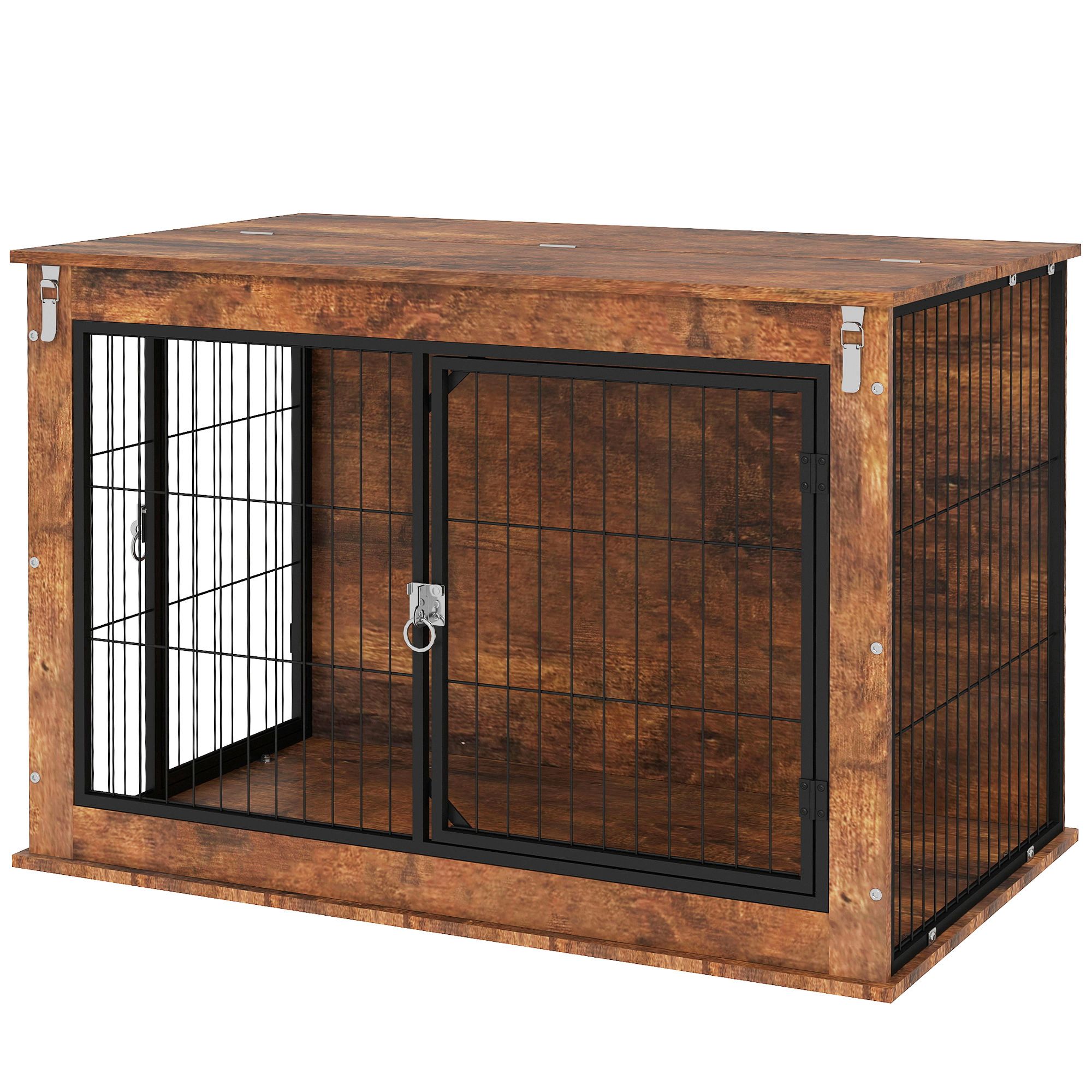 PawHut Hundekäfig Möbel, Hundebox mit 2 verschließbaren Türen, Beistelltisc günstig online kaufen