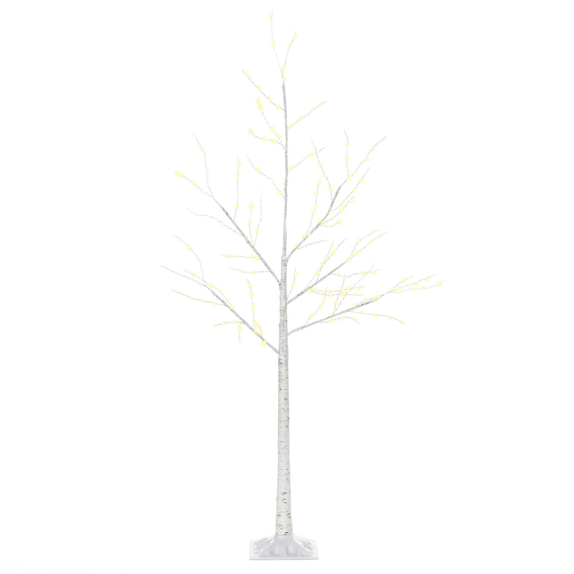 Outsunny Árbol de Abedul 150 cm de Altura con 210 Luces LED Ramas Flexibles y Base para Fiestas Cumpleaños Bodas 20x20x150 cm Blanco   Aosom España
