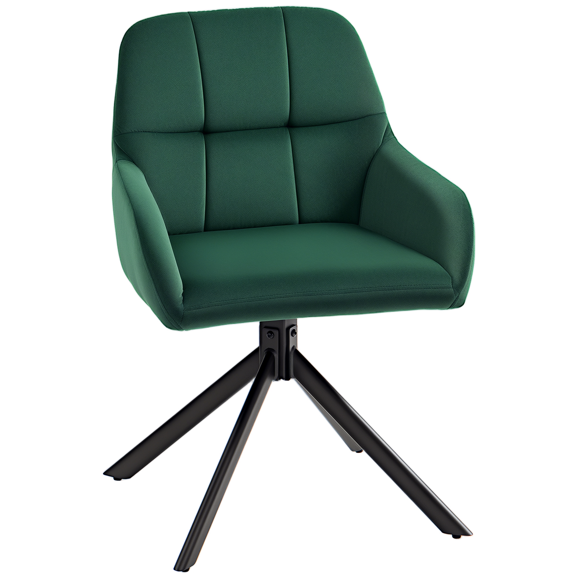 HOMCOM Fotoliu Modern din Catifea cu Șezut Rotativ, Brațe și Picioare din Oțel, 55x51.5x85.5 cm, Verde | Aosom Romania
