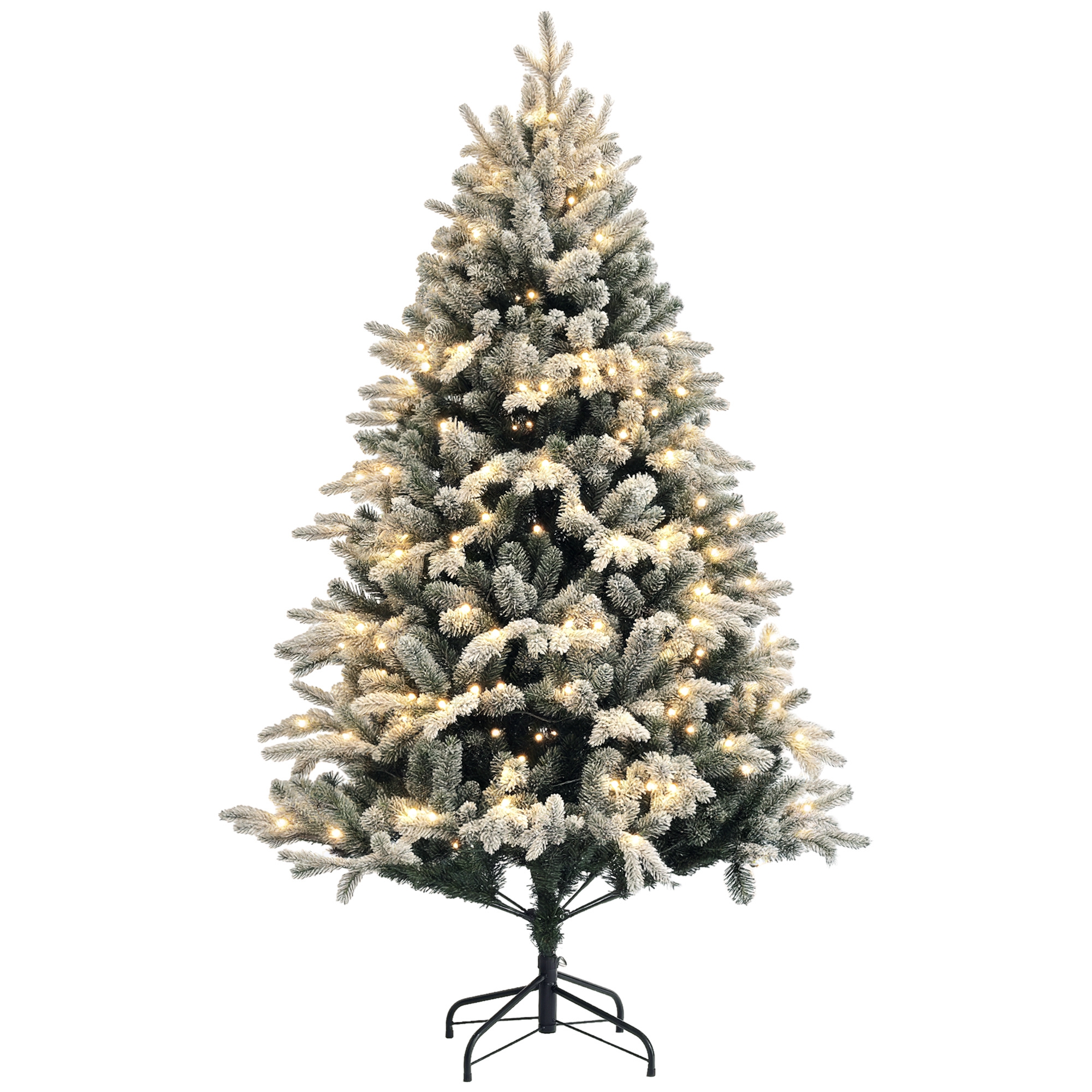 HOMCOM Brad de Crăciun Artificial cu 200 luminițe LED, 793 Ramuri, Crengi Pliabile și Bază Pliabilă, Ø116x180 cm, Verde | Aosom Romania