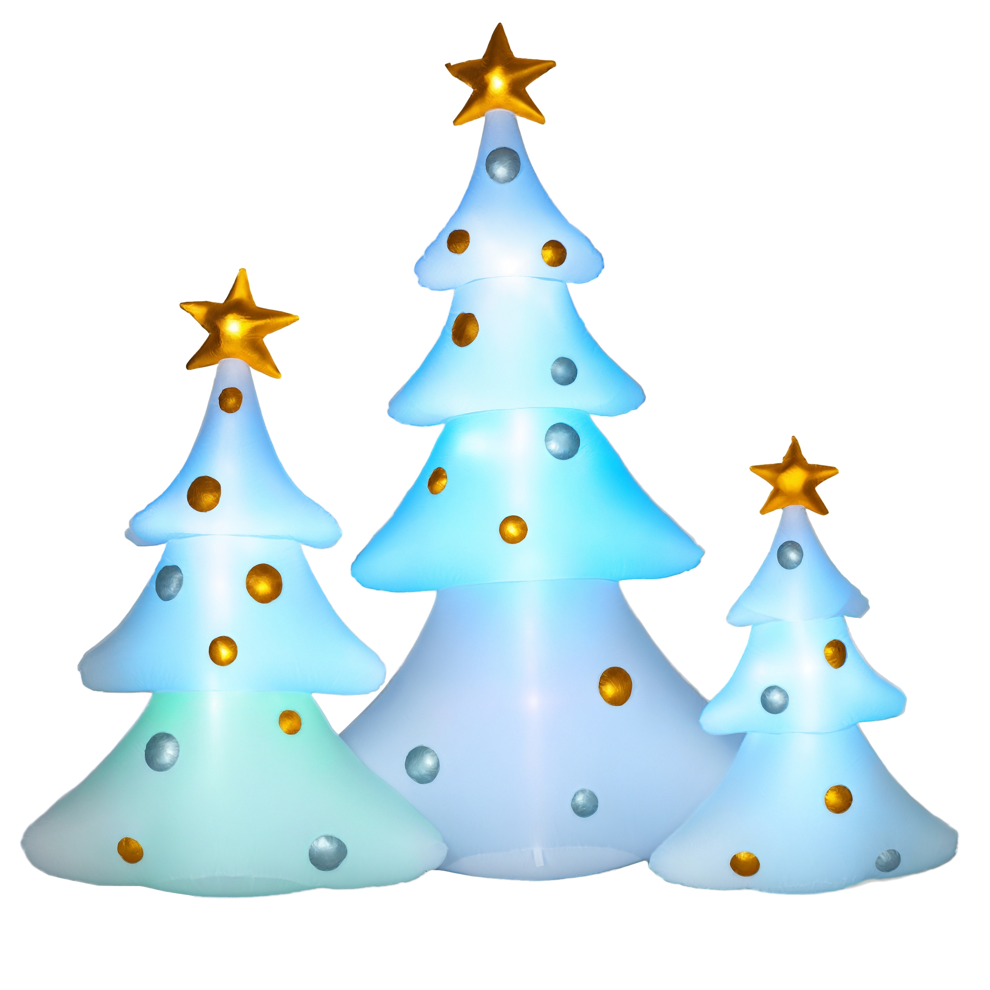 HOMCOM Aufblasbare Weihnachtsdekoration mit LED-Licht, 210 cm 3er-Set Selbstaufblasender Weihnachtsbaum Wasserdicht für Weihnachtsfeiern, Indoor, Outdoor Aosom