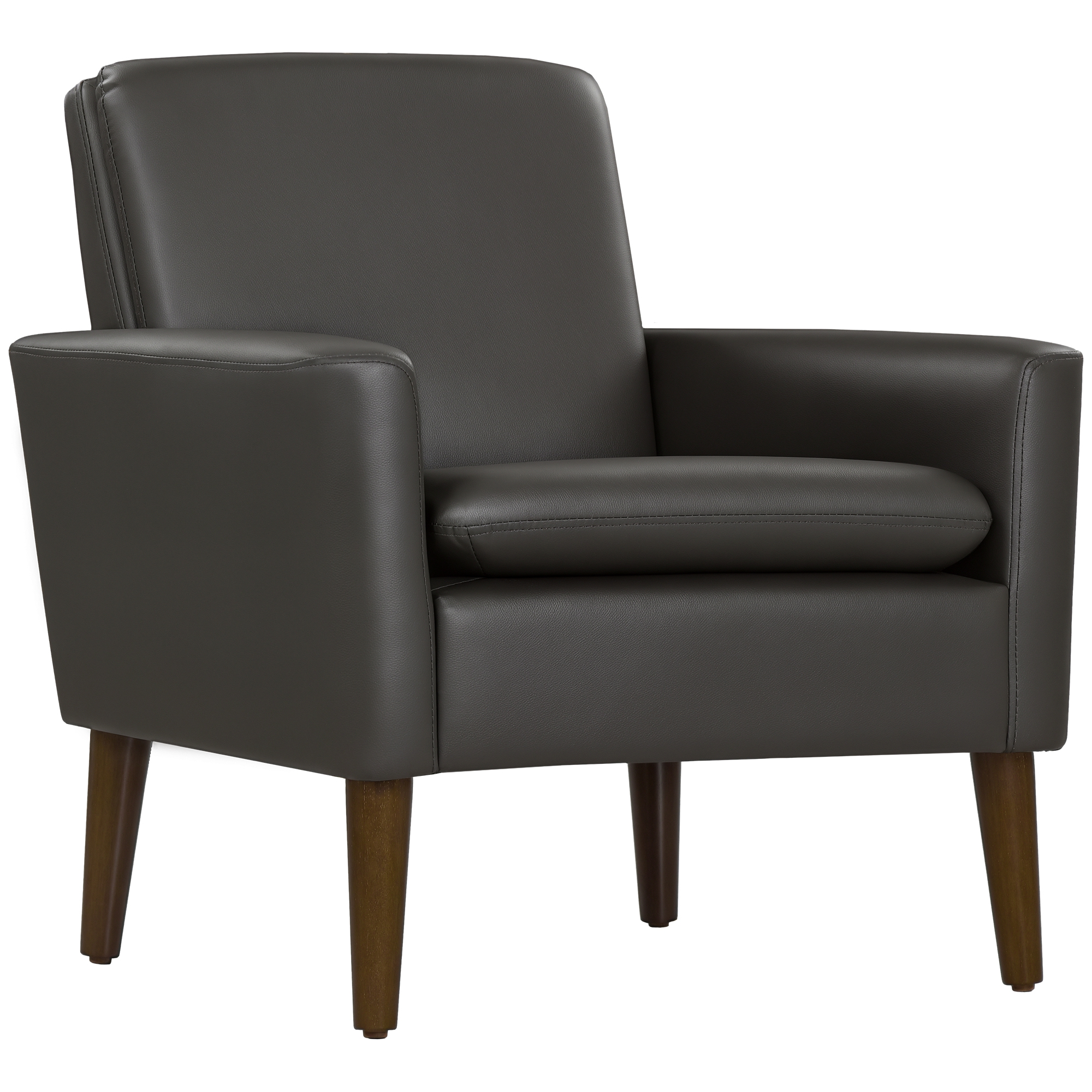 HOMCOM Fotoliu de Mobilier Capitonat, Fotoliu Modern din Imitație de Piele și Lemn, 75x78x81 cm, Maro