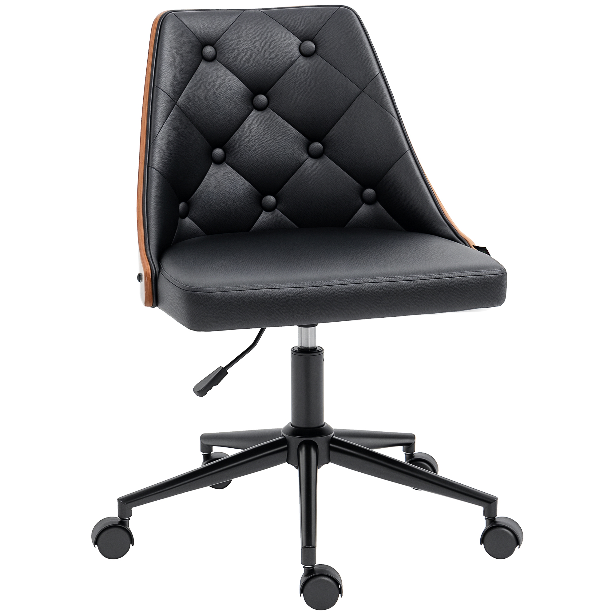 Vinsetto Silla de Escritorio con Altura Ajustable y Basculante para Dormitorio Oficina Madera Negro | Aosom España